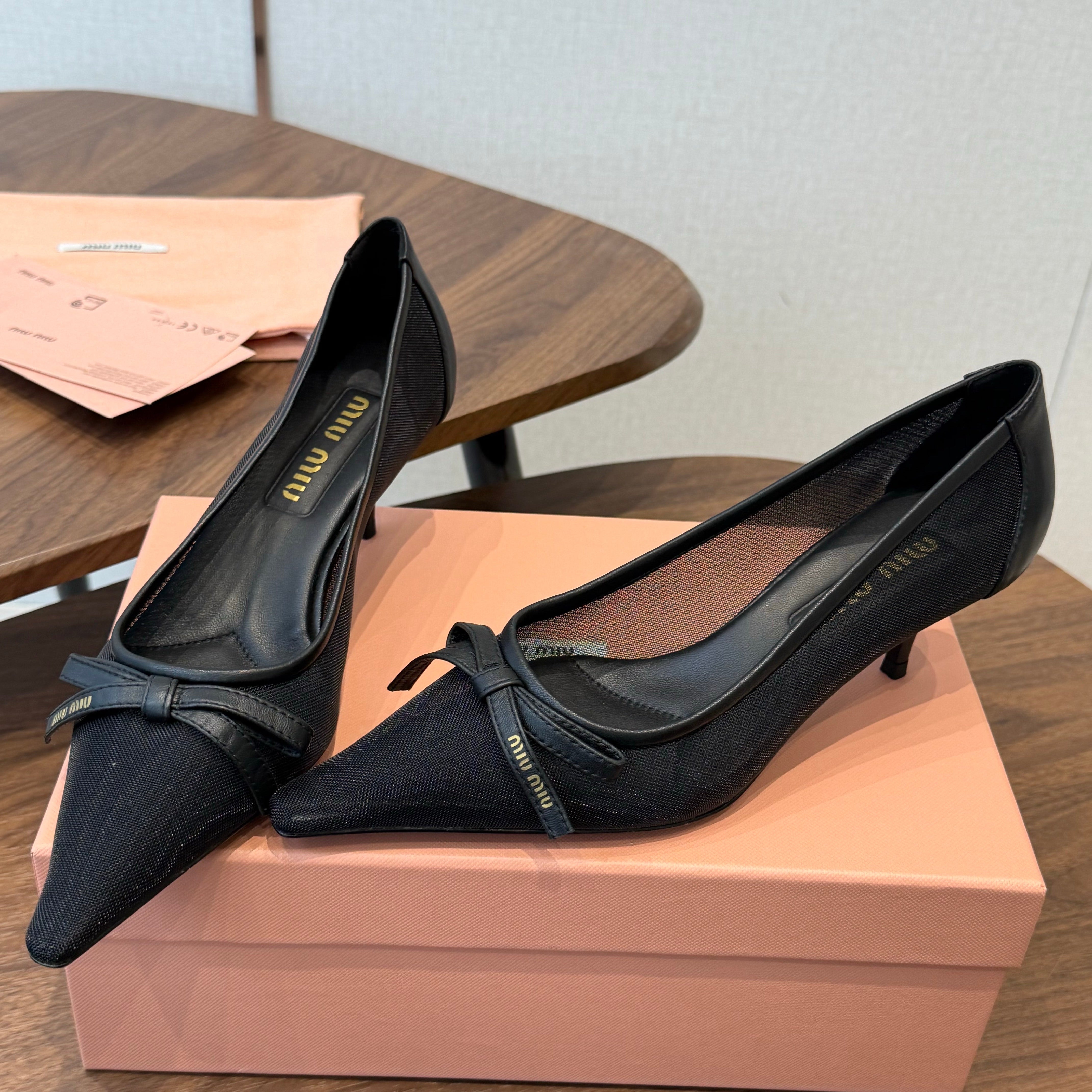 Miu 26s High-Heeled Pump Black Cotton 790460