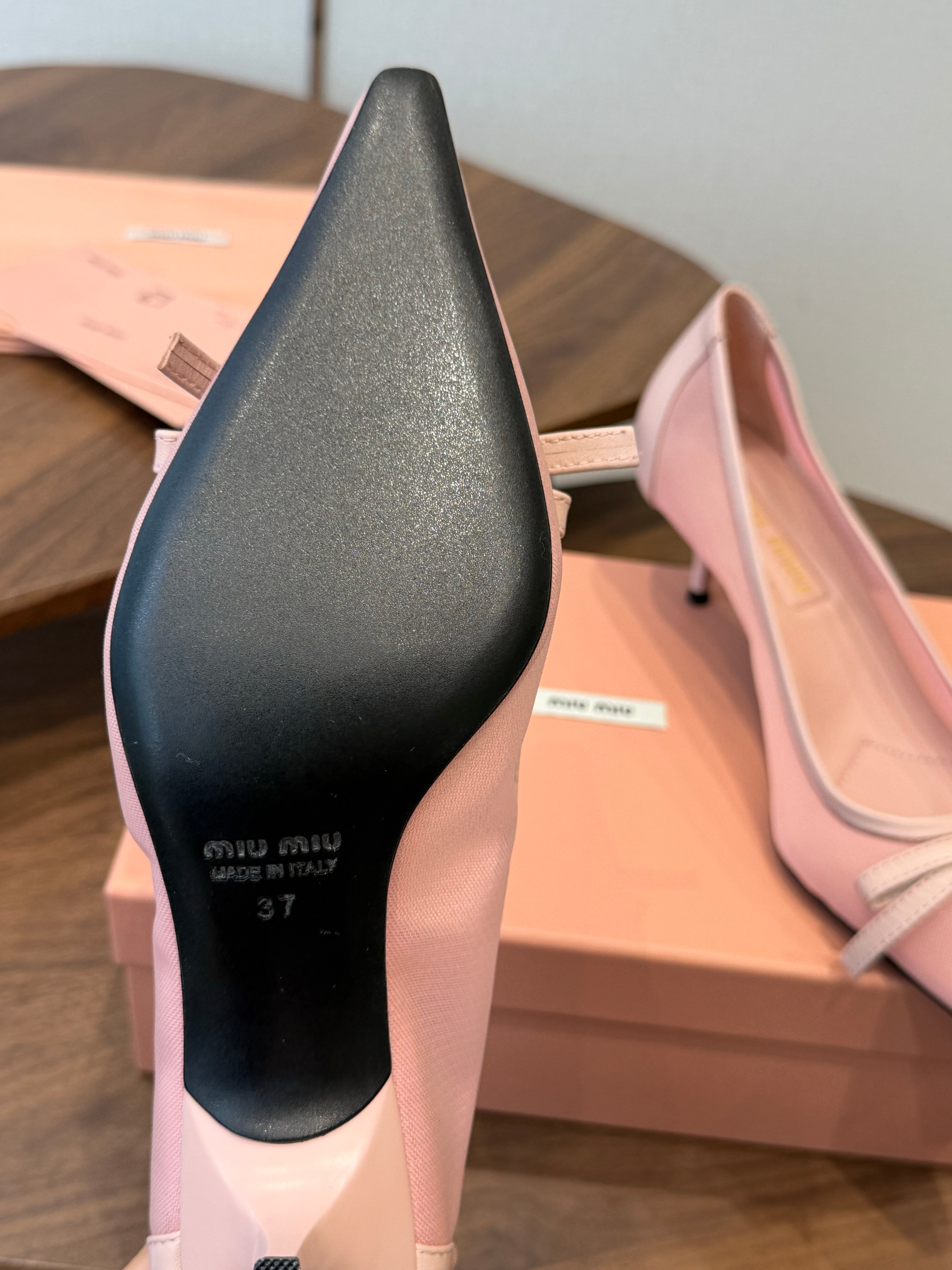 Miu 26s High-Heeled Pump Light Pink Cotton 790461