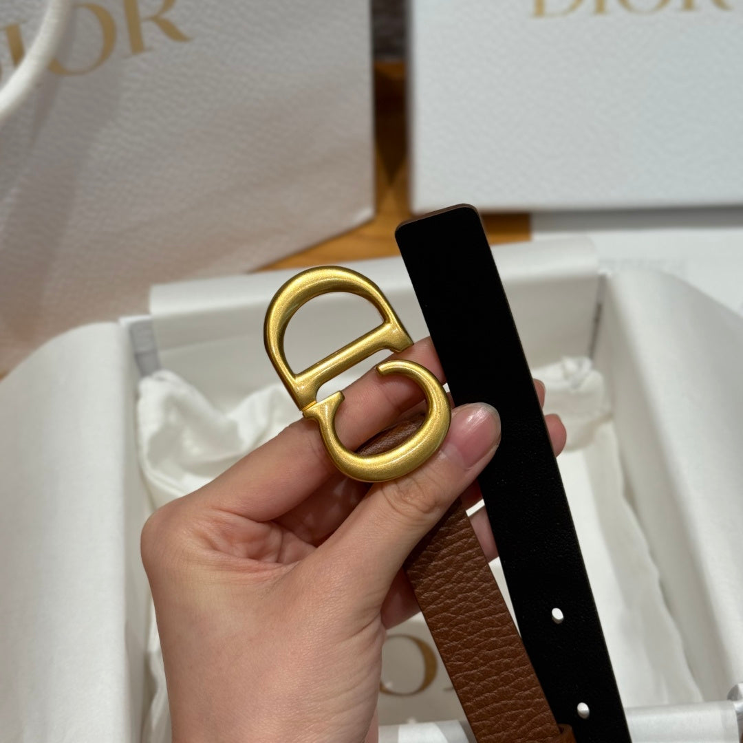 Dior 2026 Saddle Gold Buckle Belt 20mm Cowhide