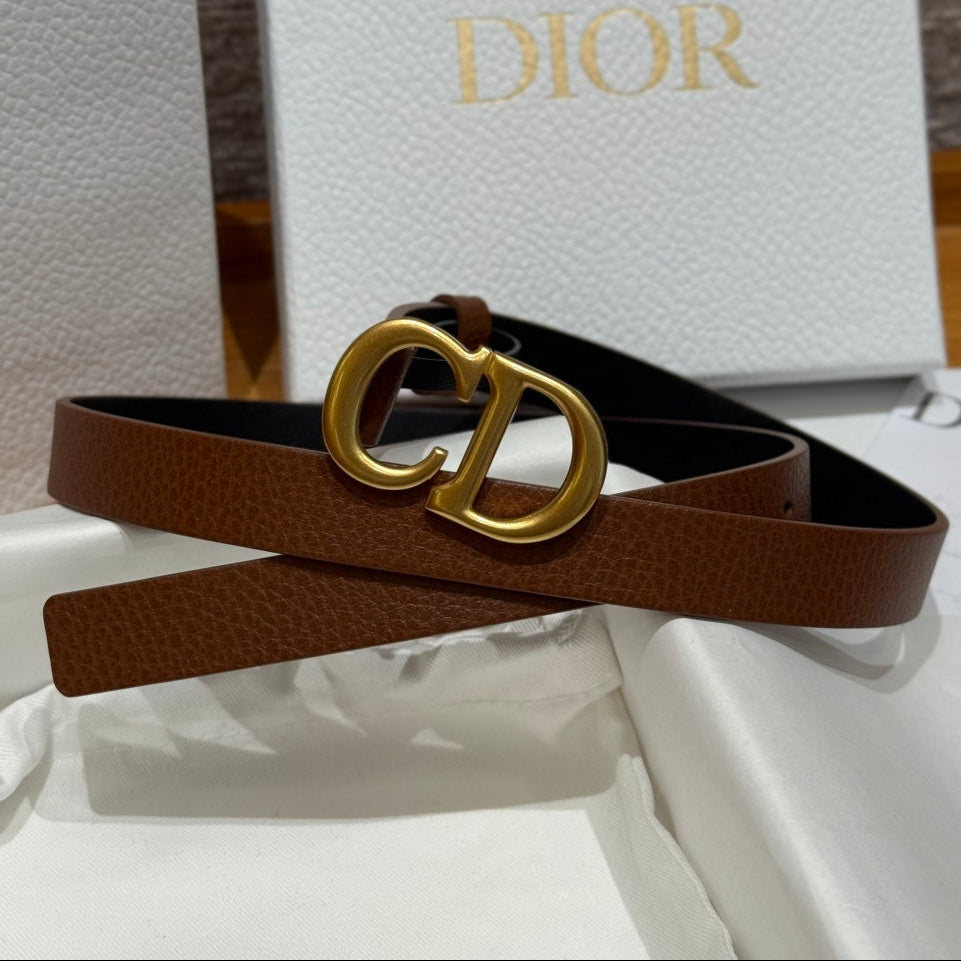 Dior 2026 Saddle Gold Buckle Belt 20mm Cowhide
