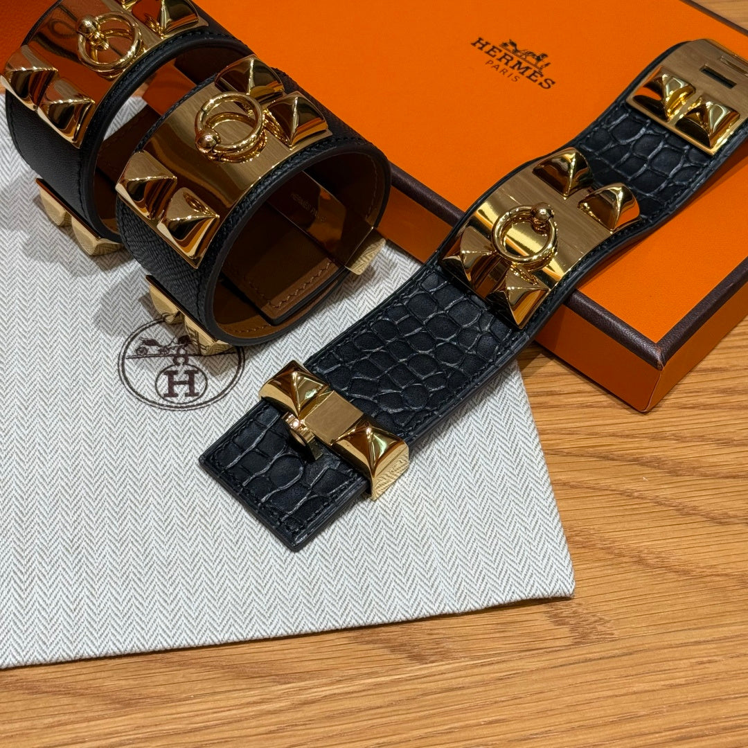 HM Collier De Chien 24 Bracelet Black Embossed 216636