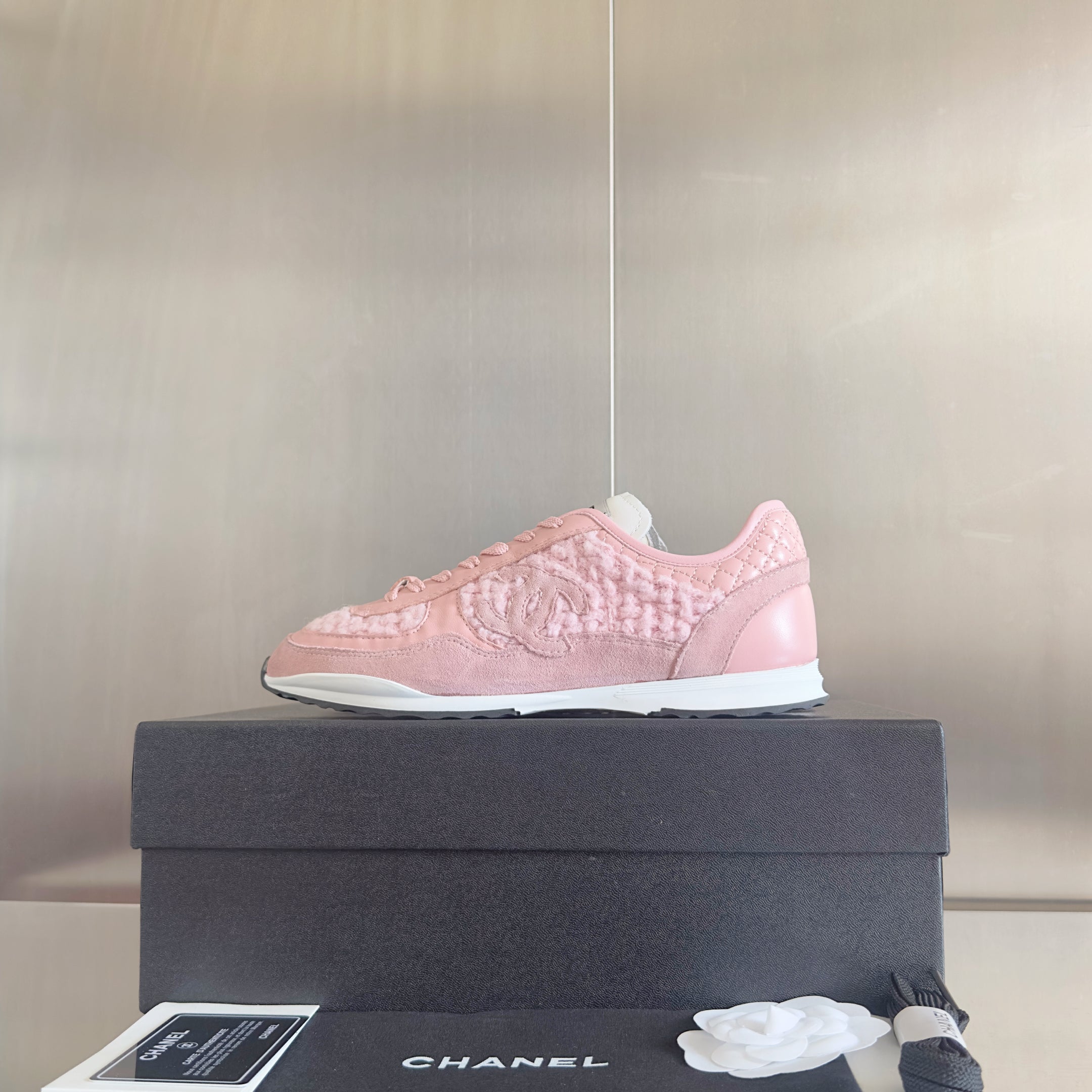 CC 25K British Baseball Shoes Light Pink Woven Cowhide 459736