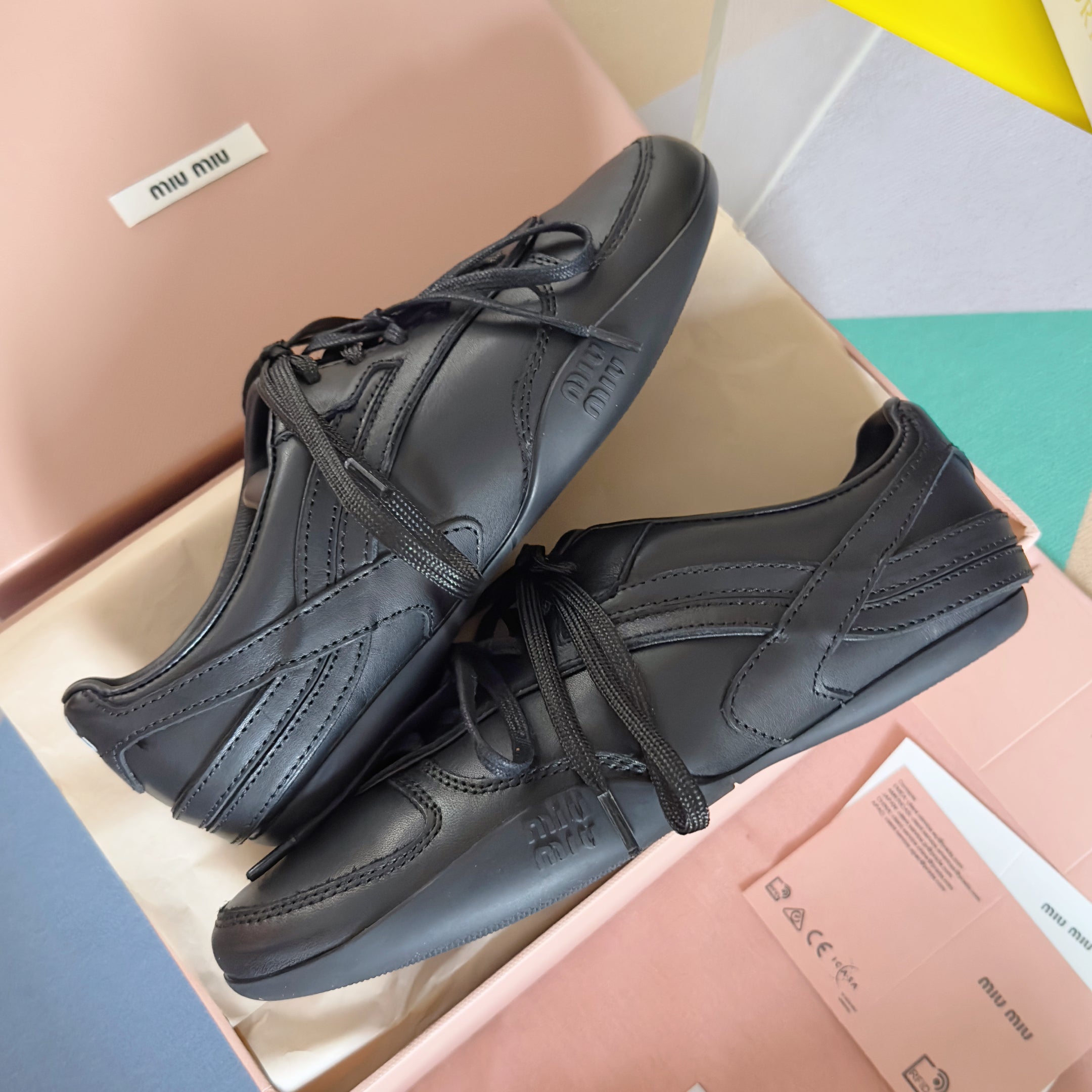 Miu Gymnasium Sneakers Black Cowhide 509751