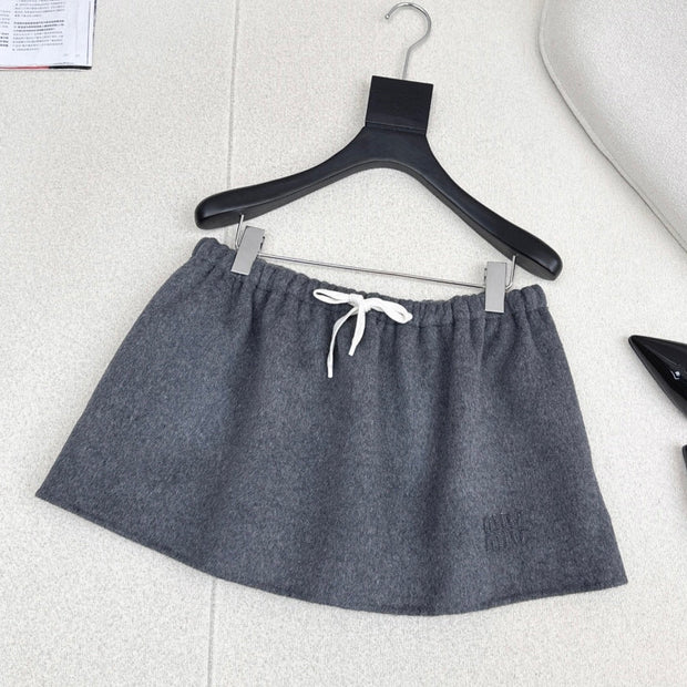 Miumiu 2026 Mini Skirt Dark Gray Wool Polyester