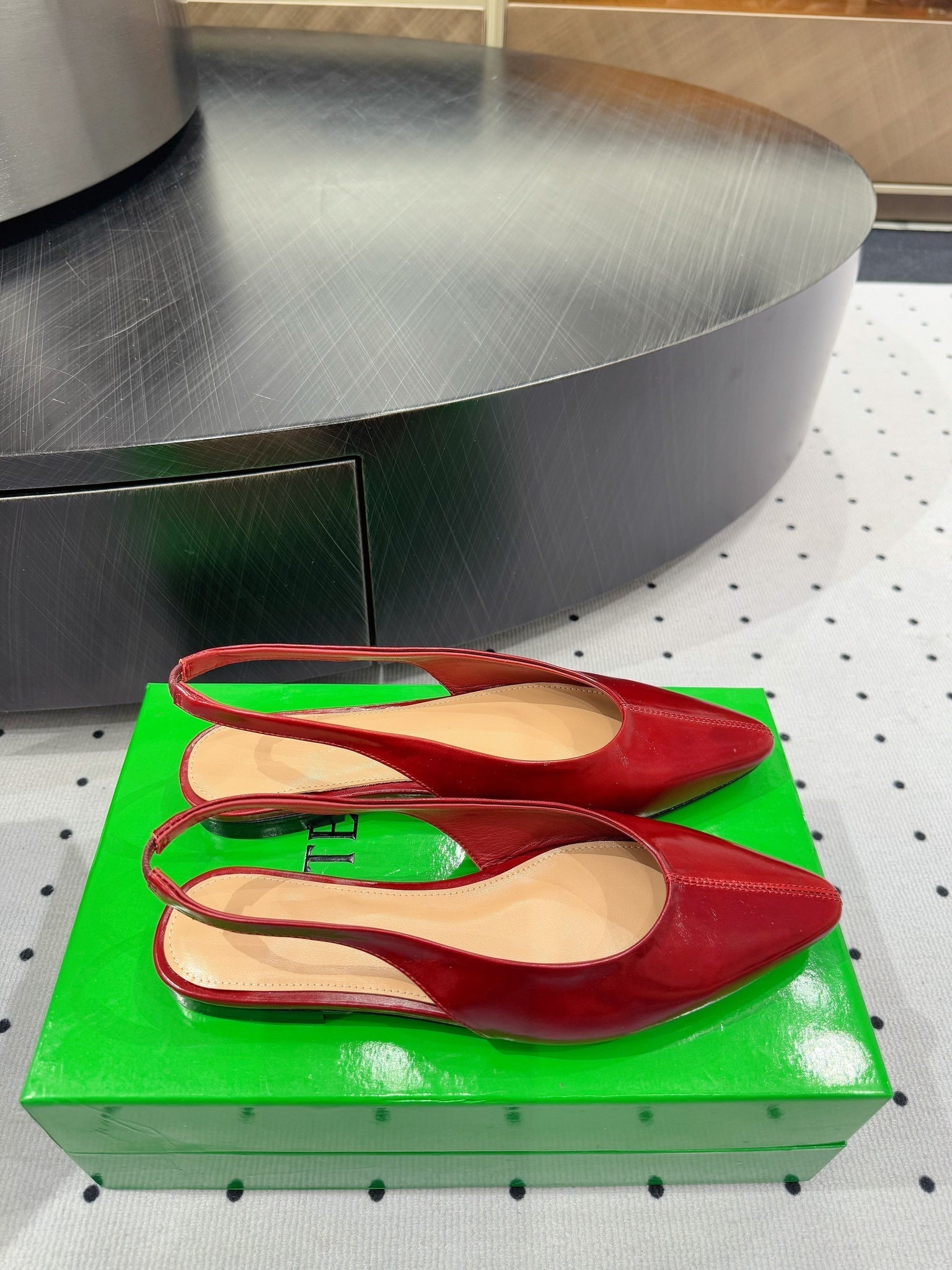 BV 26s Slingback Flats Red Calfskin