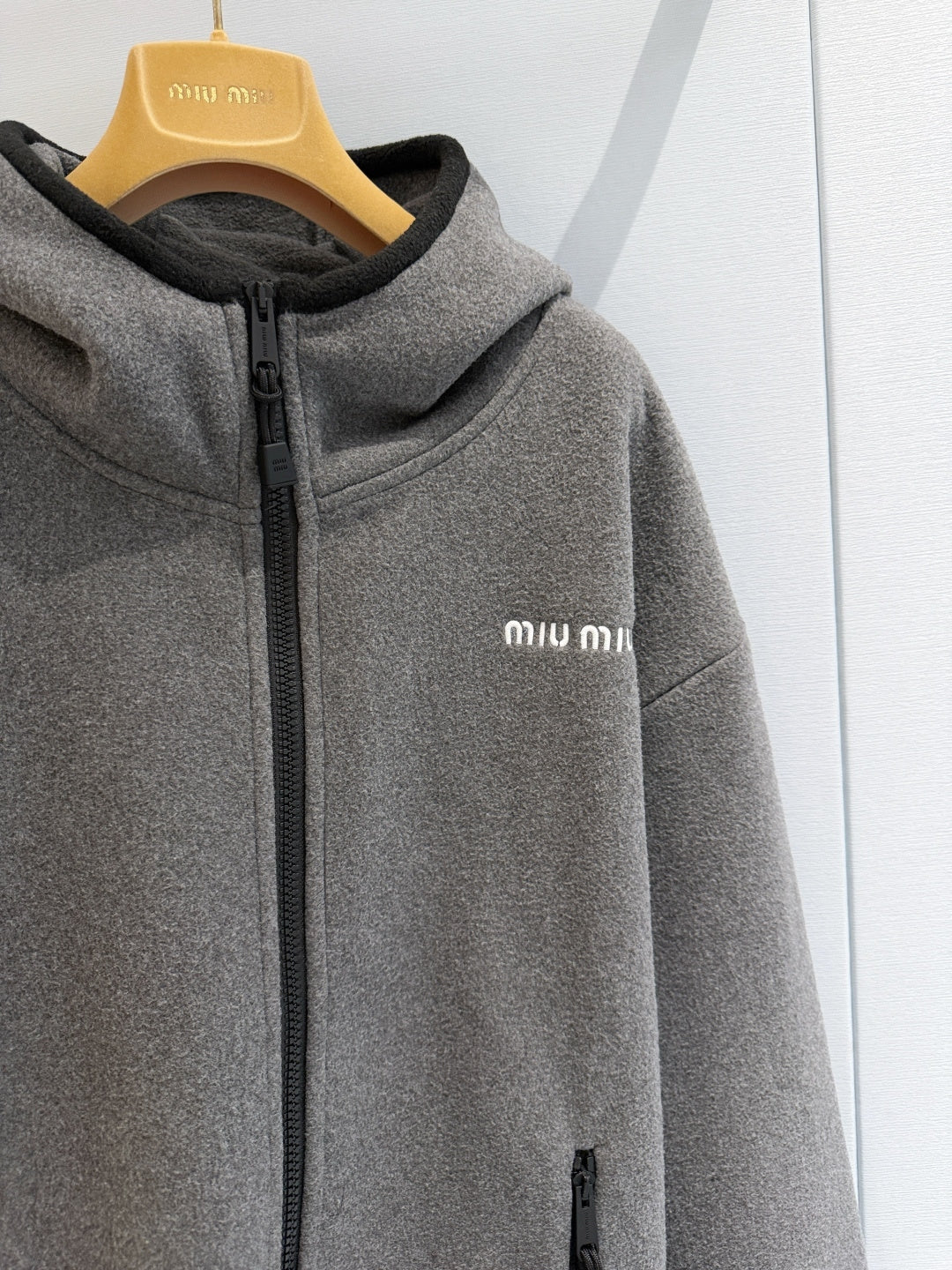Miu 26s Stand-Collar Coat Grey Cotton 418737