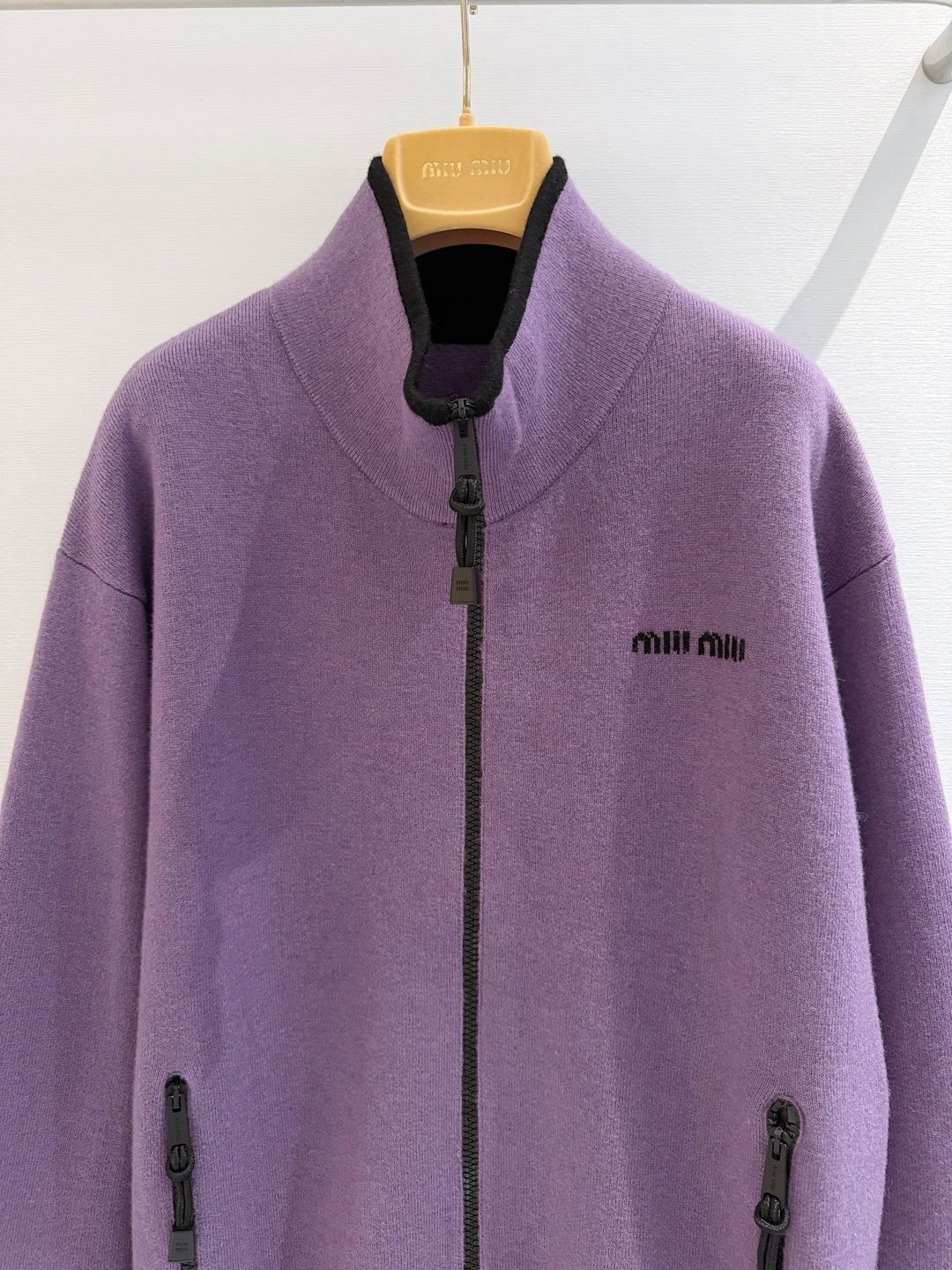 Miu 26s Stand-Collar Coat Purple Cotton 418743