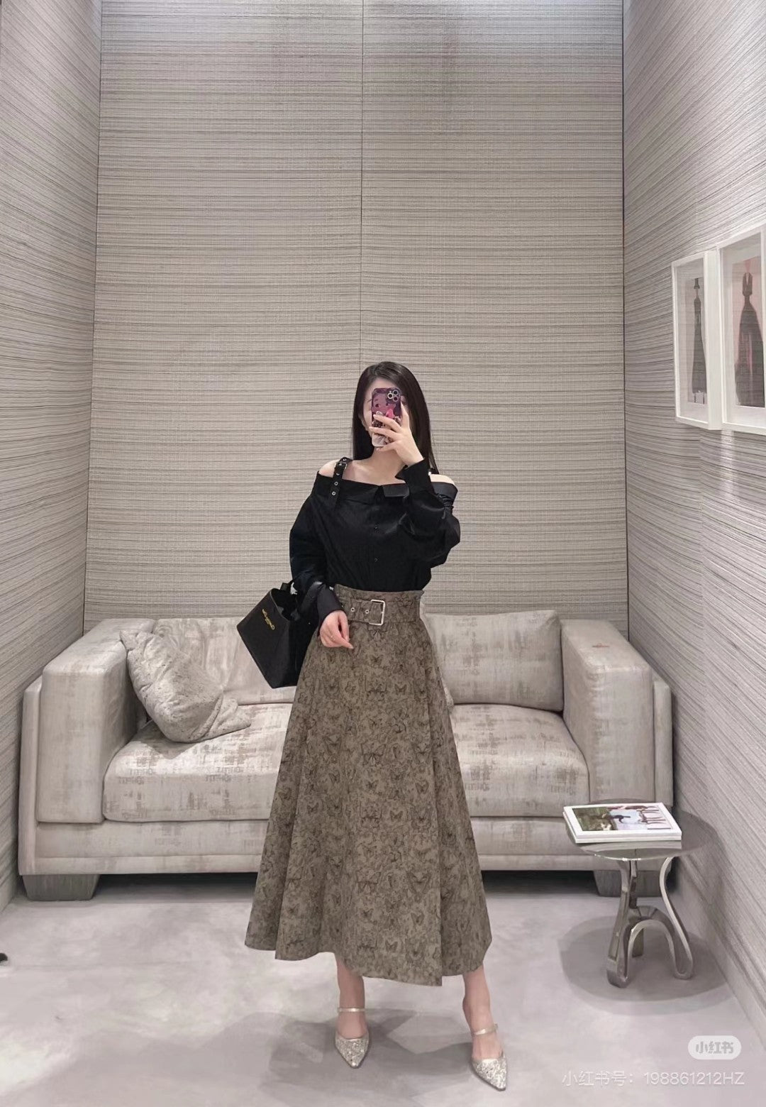 CD Butterfly Print Long skirt Cotton