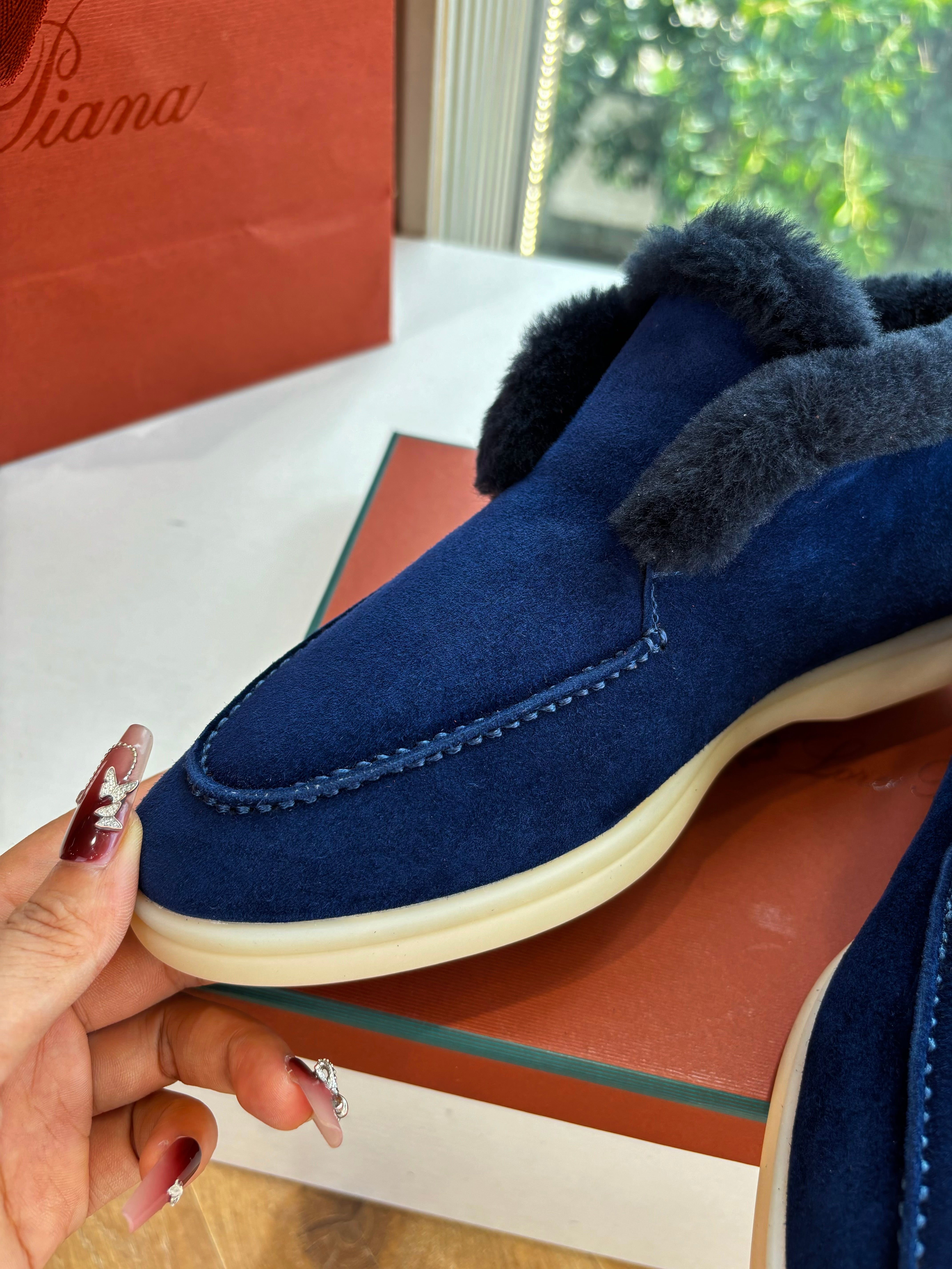 LP Open Walk Ankle Boot Dark Blue Fur Suede 507425