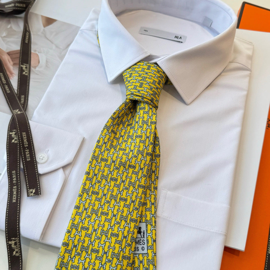 HM Boucles En Vrac Tie Yellow Twill Silk 210012