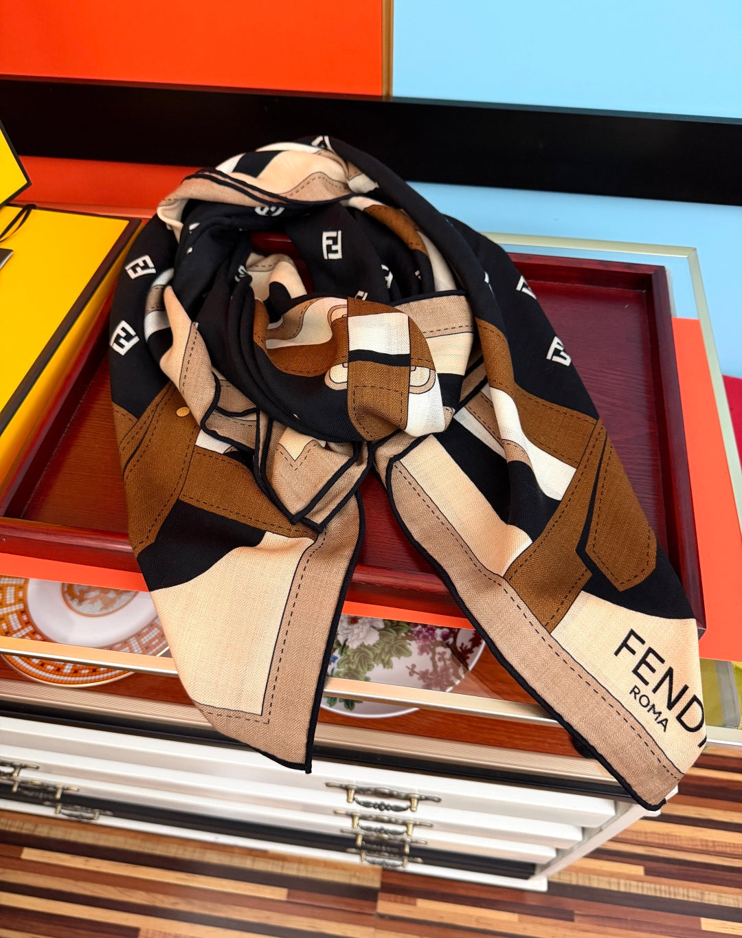 Fendi 26s Scarf 140 In Cashmere And Silk 446708