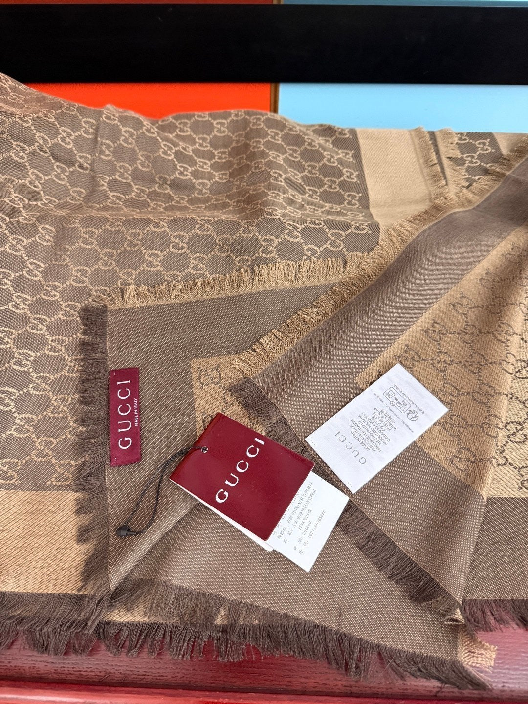 GG 26s Scarf 140 In Cashmere And Silk 521950