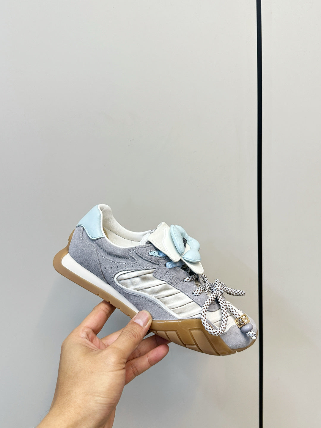 Fendi Wave Pulse Light Grey Fabric Suede 862618