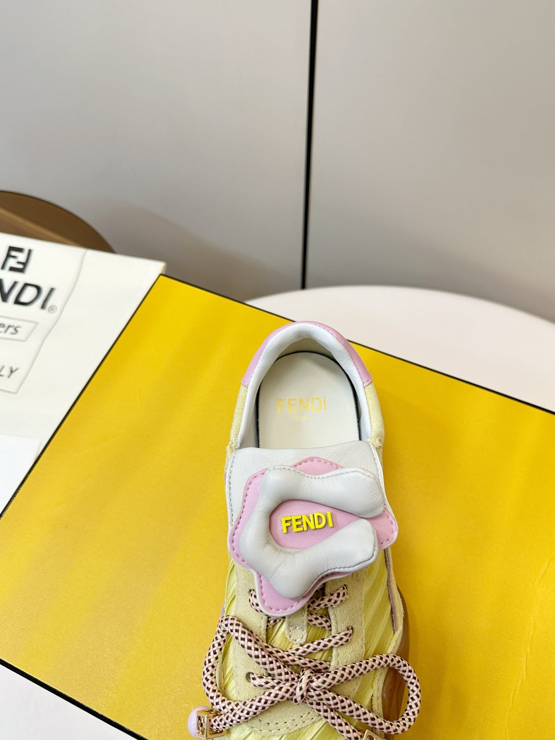 Fendi Wave Pulse Yellow Fabric Suede 862620