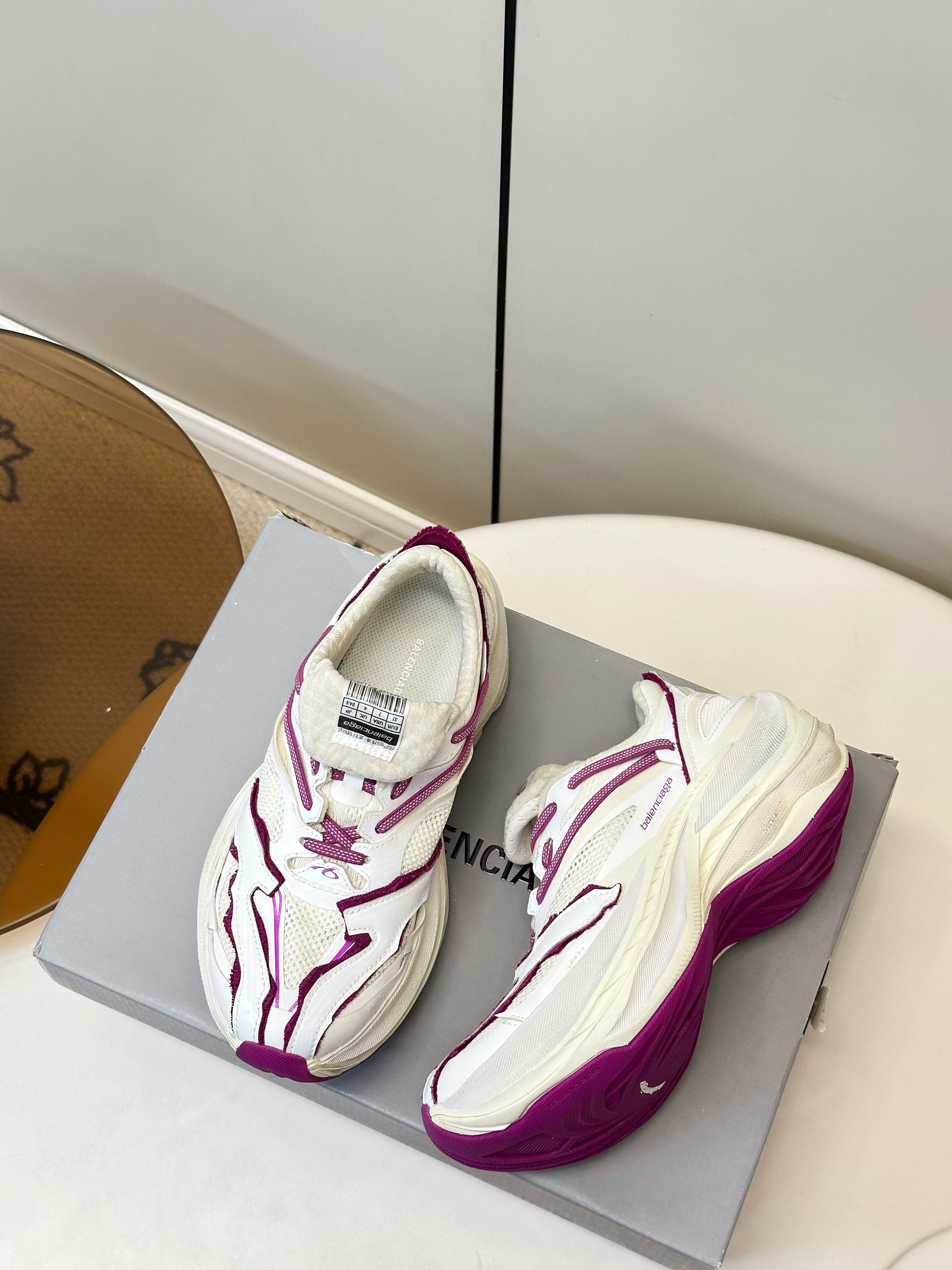 Balenciaga Jet Sneaker Cream Purple TPU Mesh 986303