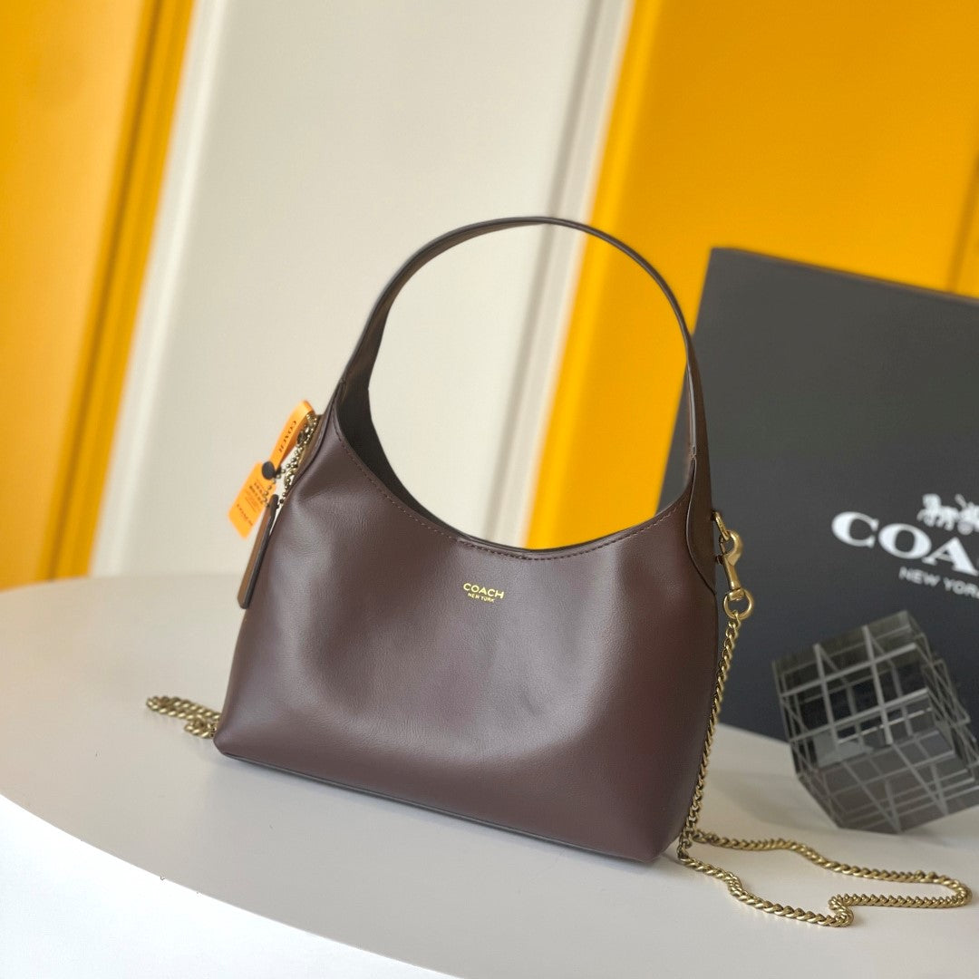 Coach Brooklyn Shoulder Bag 23 Chocolate Calfskin