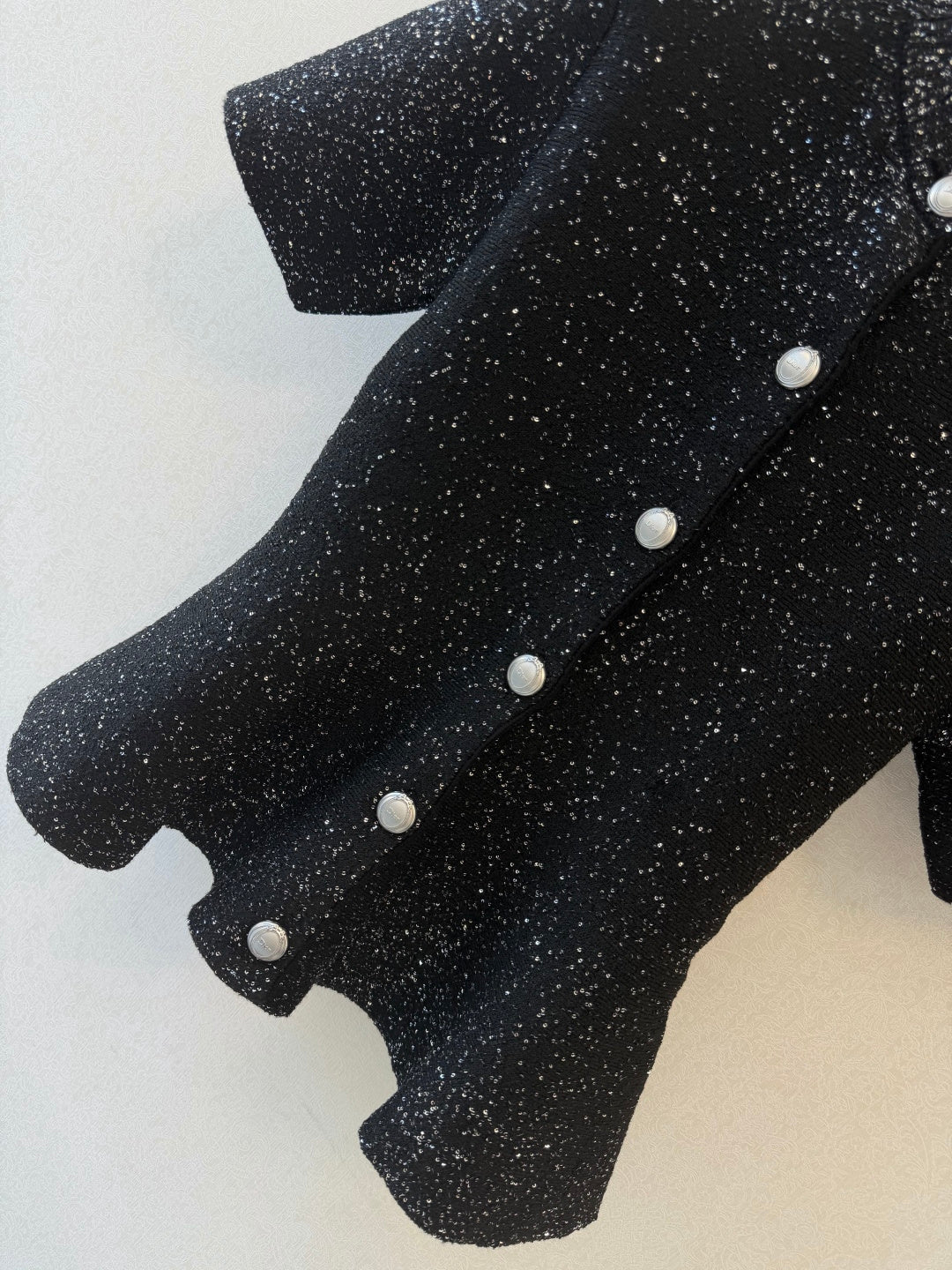 CD 26s Short-Sleeved Peplum Cardigan Black Sequins Wool 423137