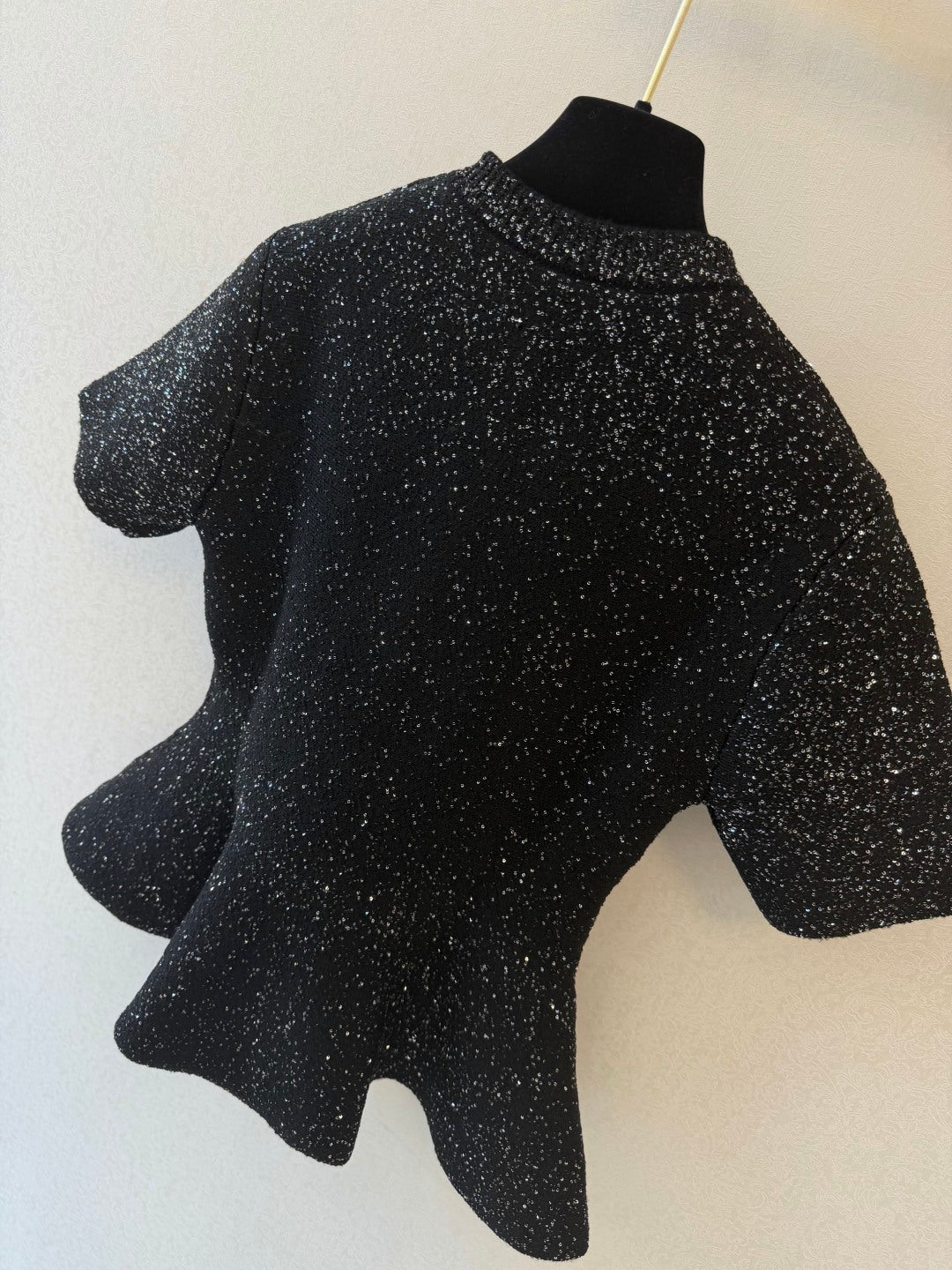 CD 26s Short-Sleeved Peplum Cardigan Black Sequins Wool 423137