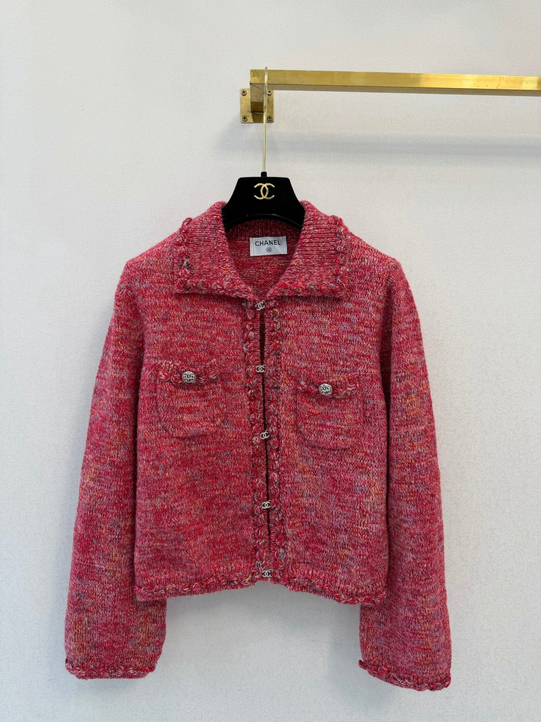 CC Braided Trim Knit Jacket Hot Pink Wool 423147