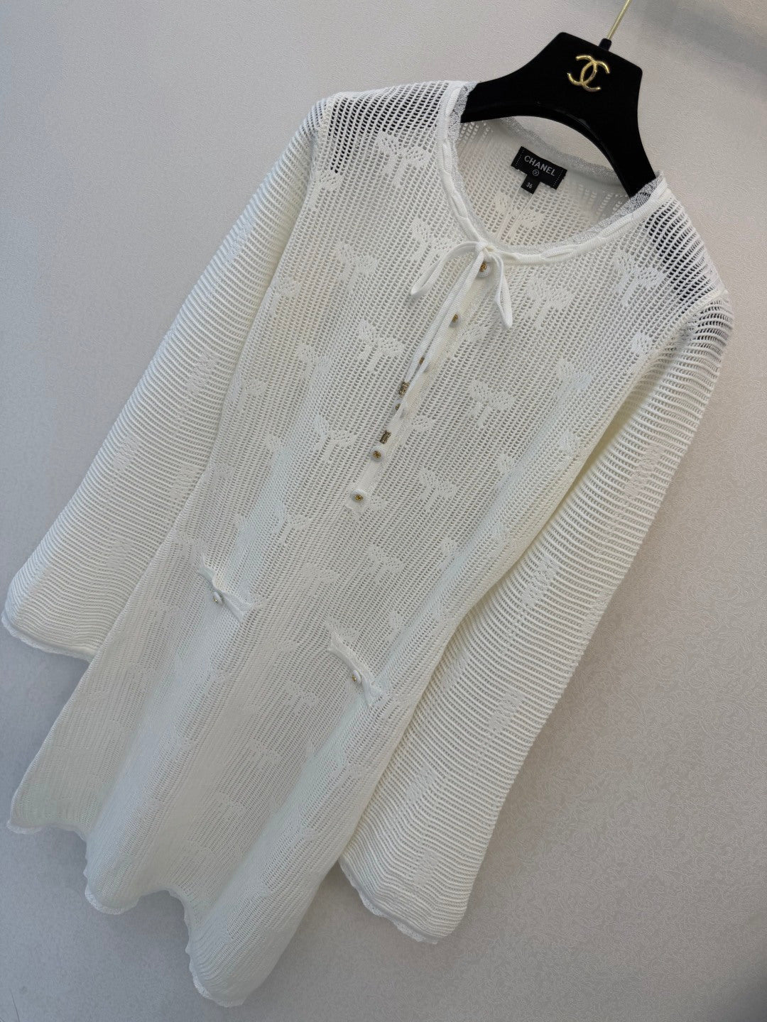 CC 26s Round Neck Long Sleeve Dress White Cotton Silk Tencel 424816