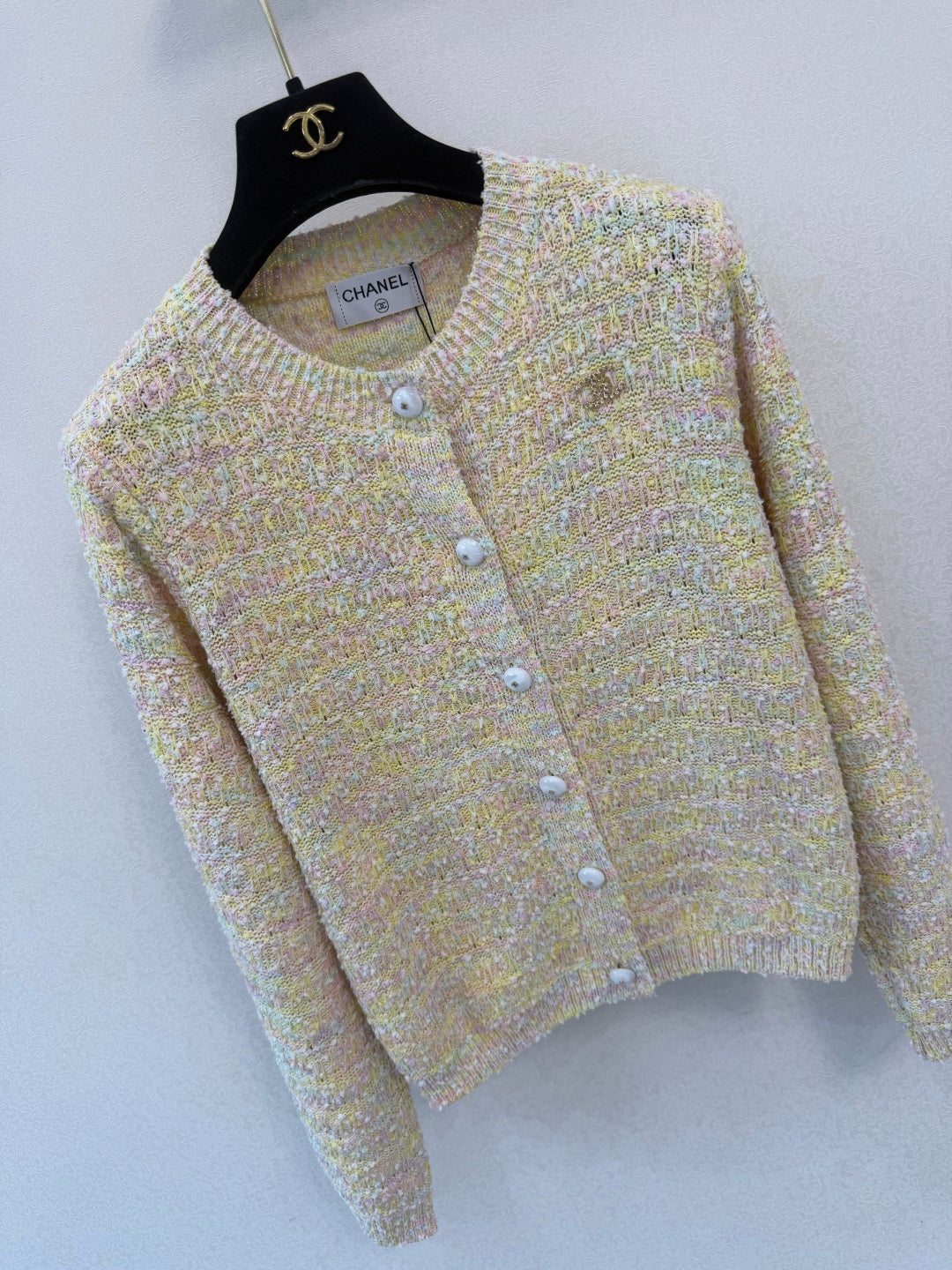 CC 26s Crew Neck Long-Sleeved Cardigan Colorful Wool Nylon 424752