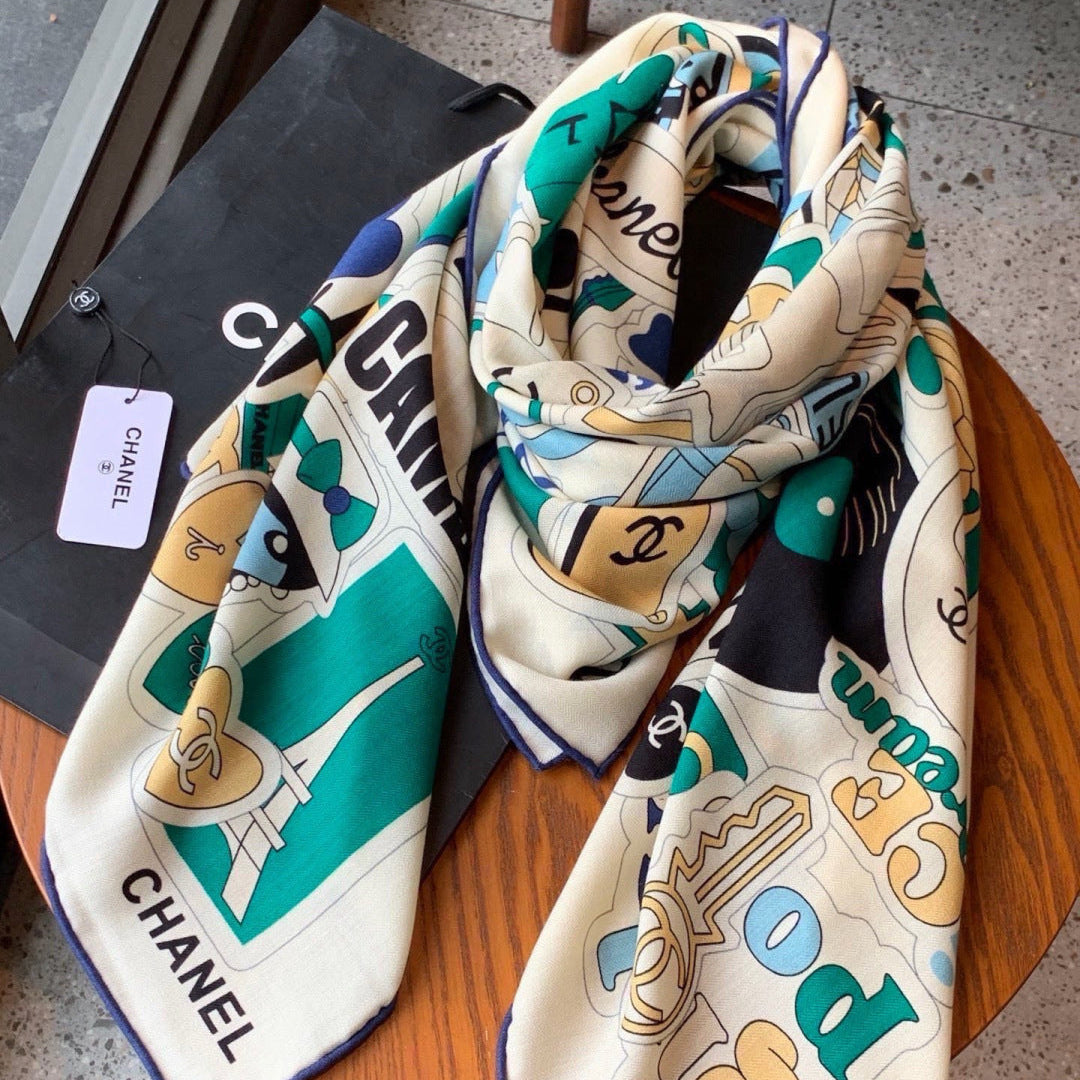Chanel 26s Scarf 140 In Silk Cashmere 309868