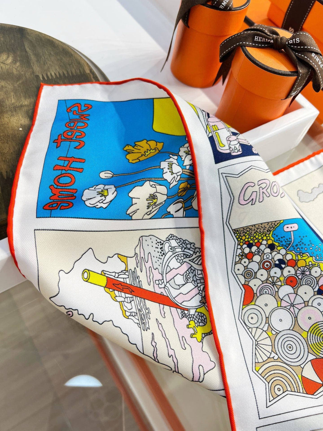 Hermes 26s Printed Square Scarf 90 In Silk 309946