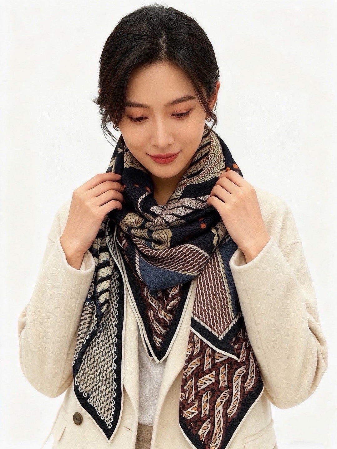 HM 26s Scarf 140 In Cashmere And Silk 446741