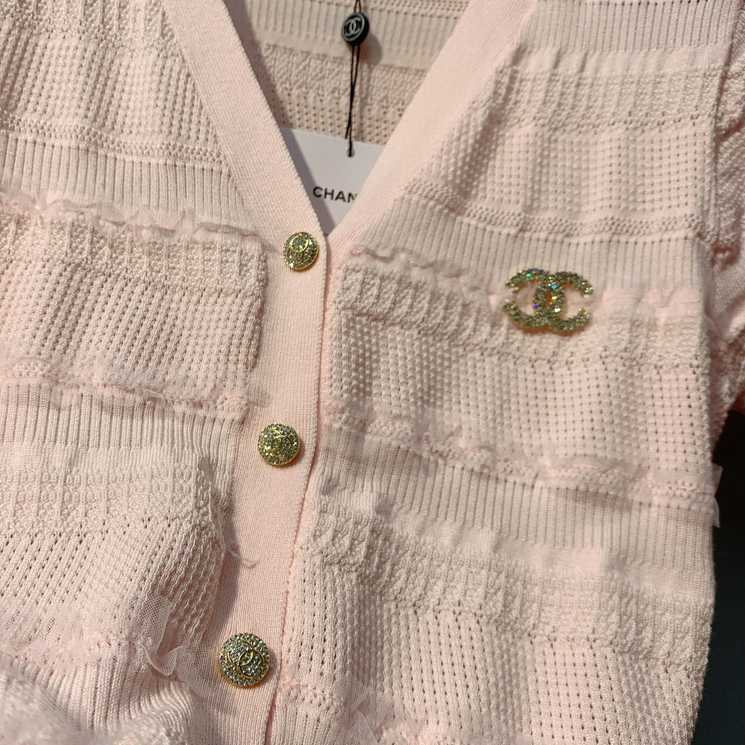 CC 26s V-Neck Short Sleeves Light Pink Wool 362601