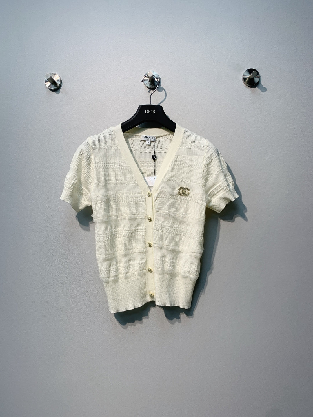 CC 26s V-Neck Short Sleeves Ivory Wool 362602