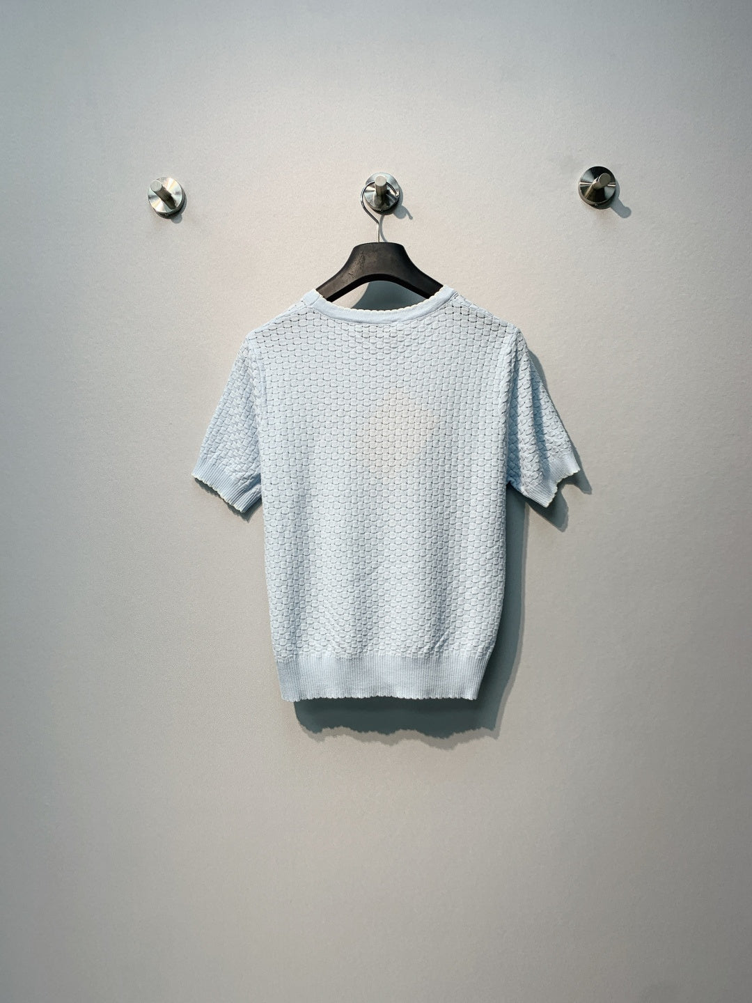 Miu Miu Short-Sleeve Knitwear Light Blue Linen Acrylic Lyocell 362605