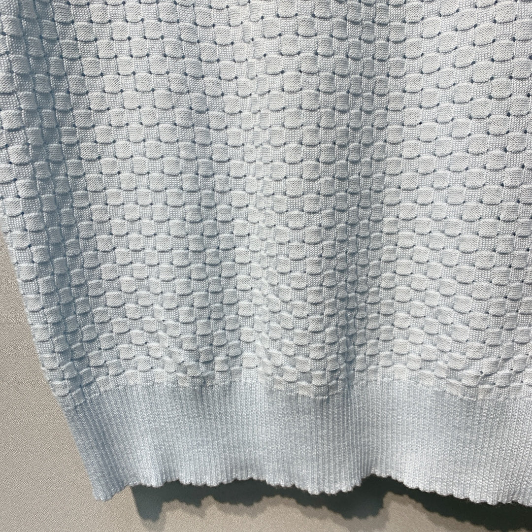 Miu Miu Short-Sleeve Knitwear Light Blue Linen Acrylic Lyocell 362605