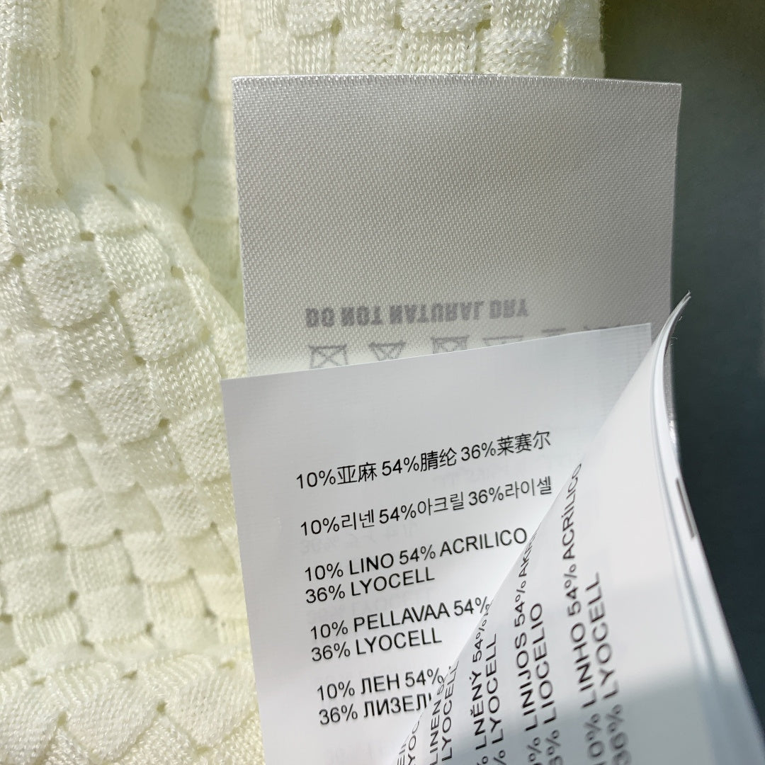 Miu Miu Short-Sleeve Knitwear White Linen Acrylic Lyocell 362609