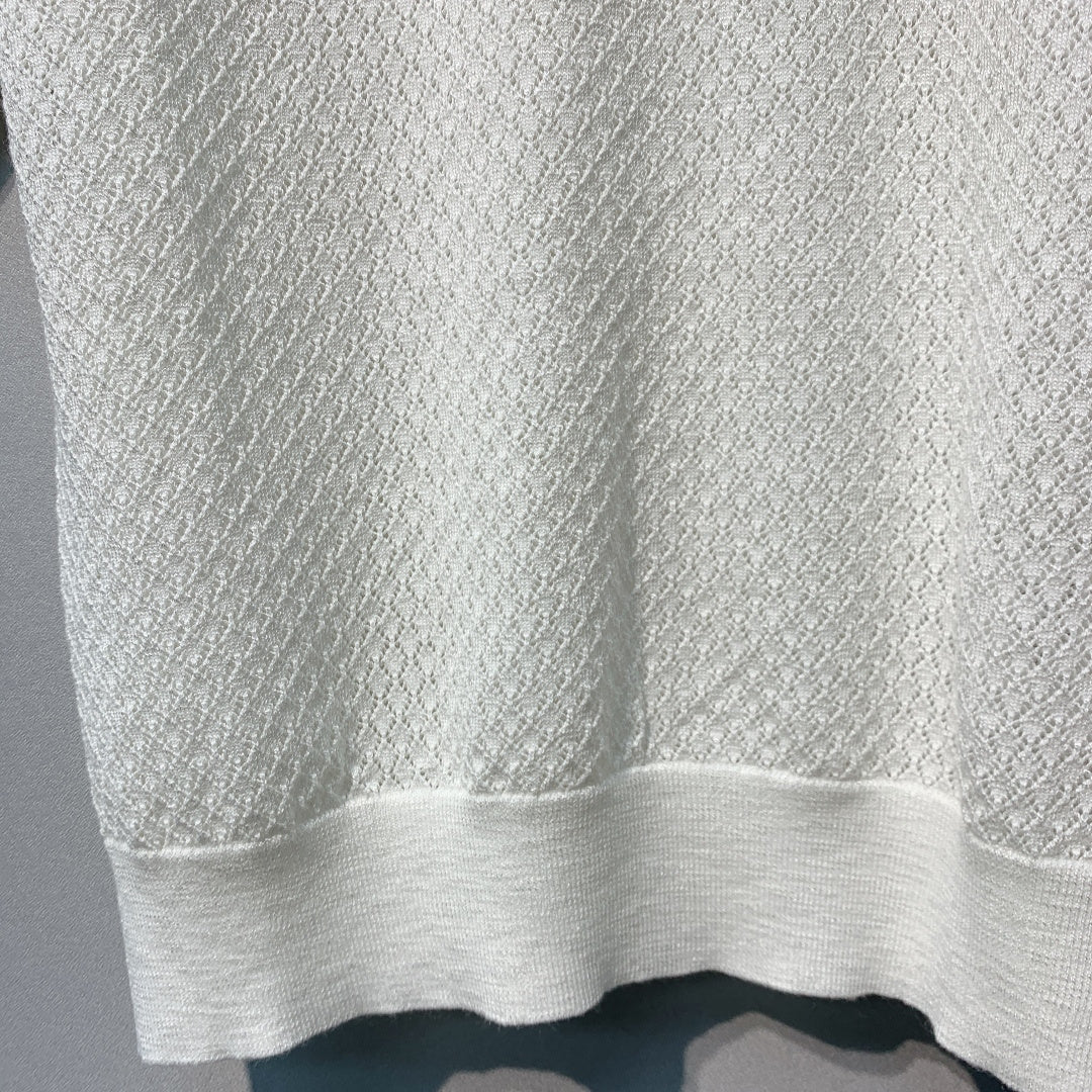 Miu Miu Knit Short-Sleeve White Linen Tencel 362610