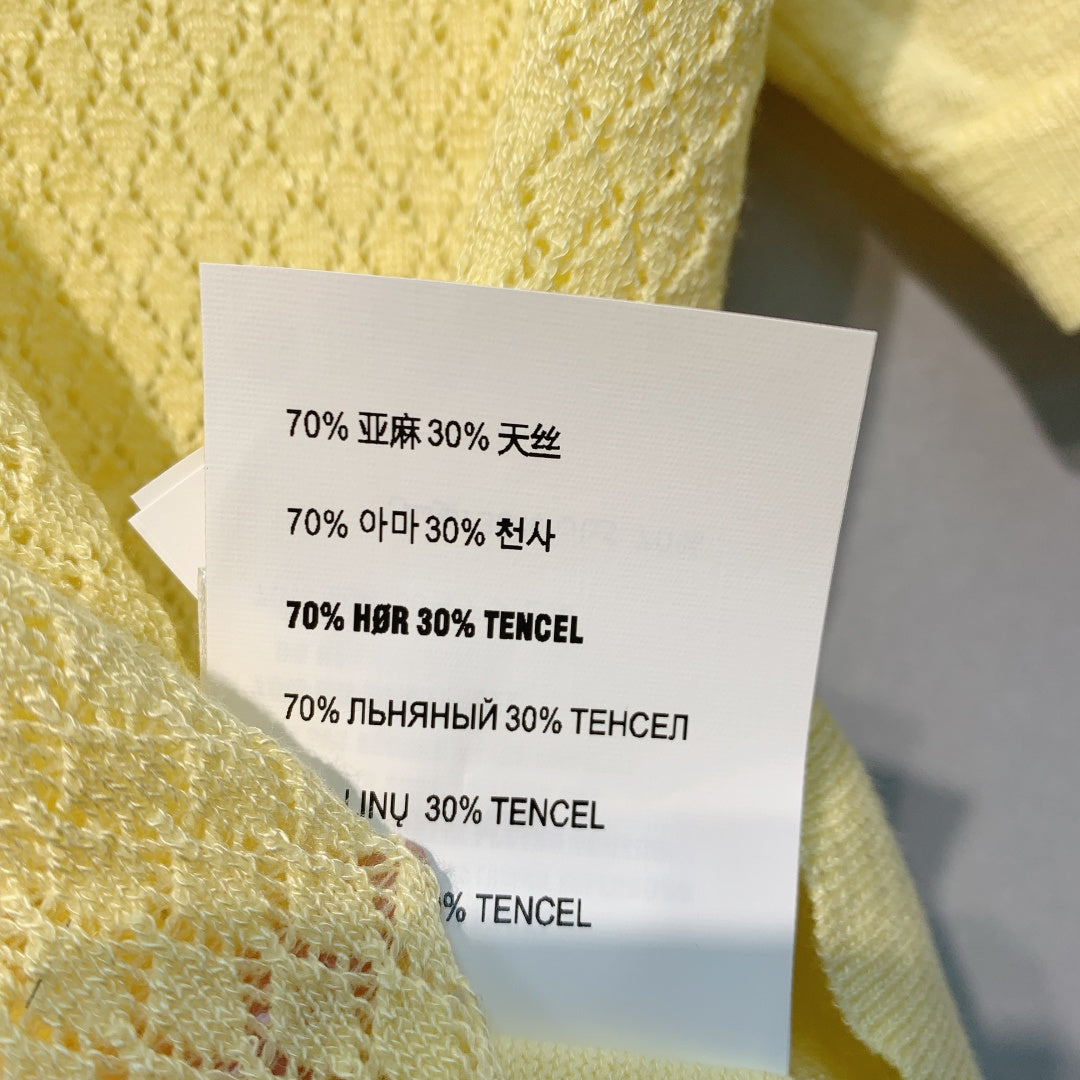 Miu Miu Knit Short-Sleeve Yellow Linen Tencel 362611