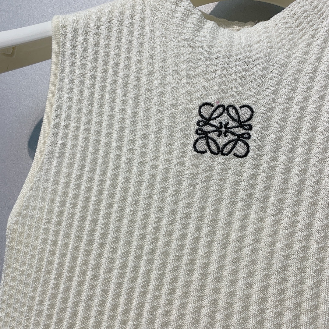 Loewe Anagram Tank Top White Ribbed Cotton 362625