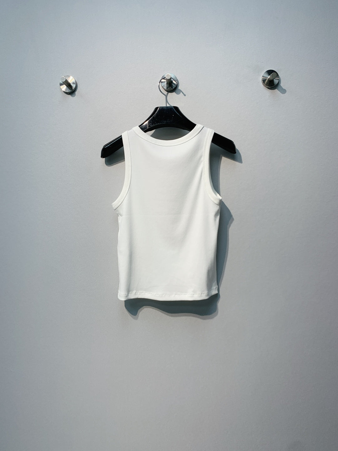 Celine Triomphe Tank Top White Ribbed Cotton 362634