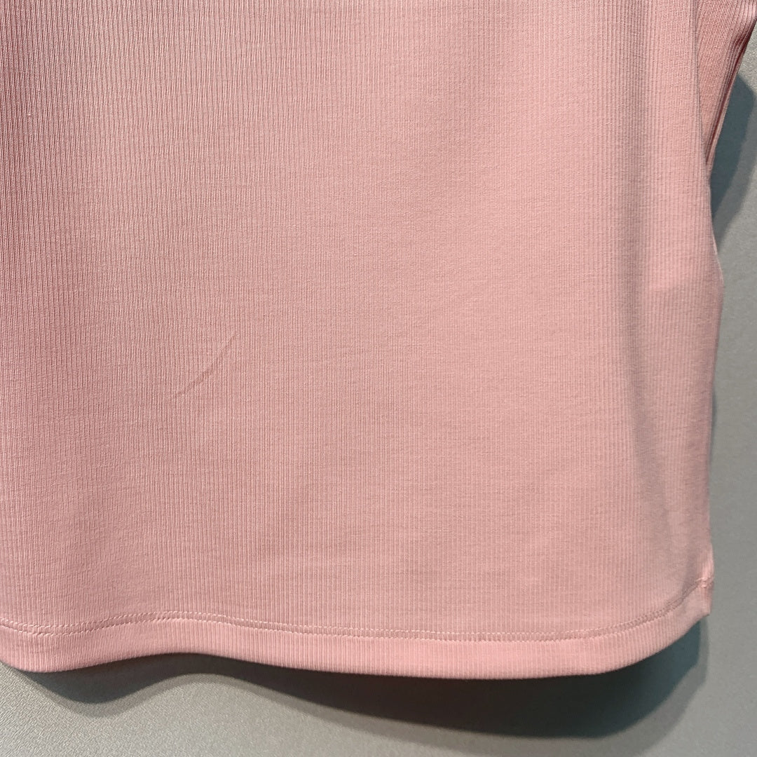 Celine Triomphe Tank Top Light Pink Ribbed Cotton