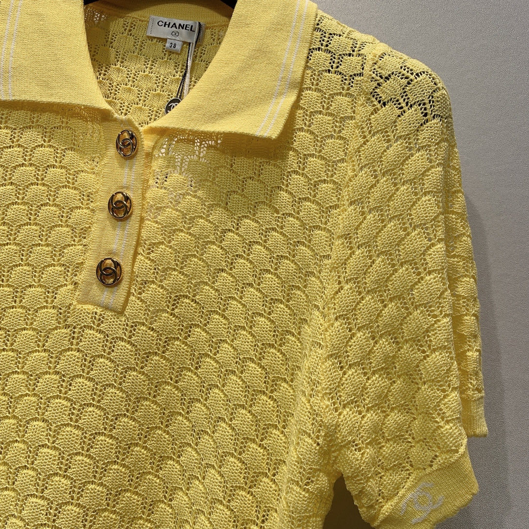 Chanel 26s Short Sleeve Polo Top Style 1275