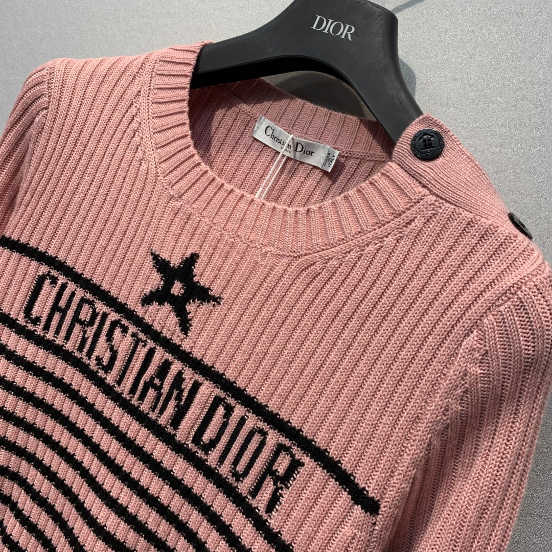 CD 26s Lucky Star Striped Knit Sweater Black Pink Wool 413831