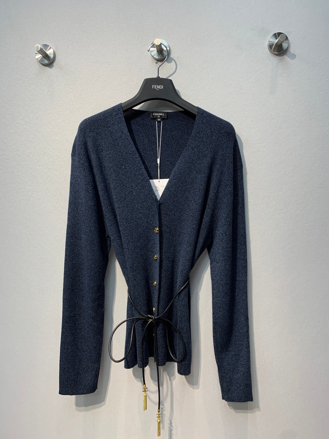 CC 26s Tie-front Knit Cardigan Dark Grey Wool 421209