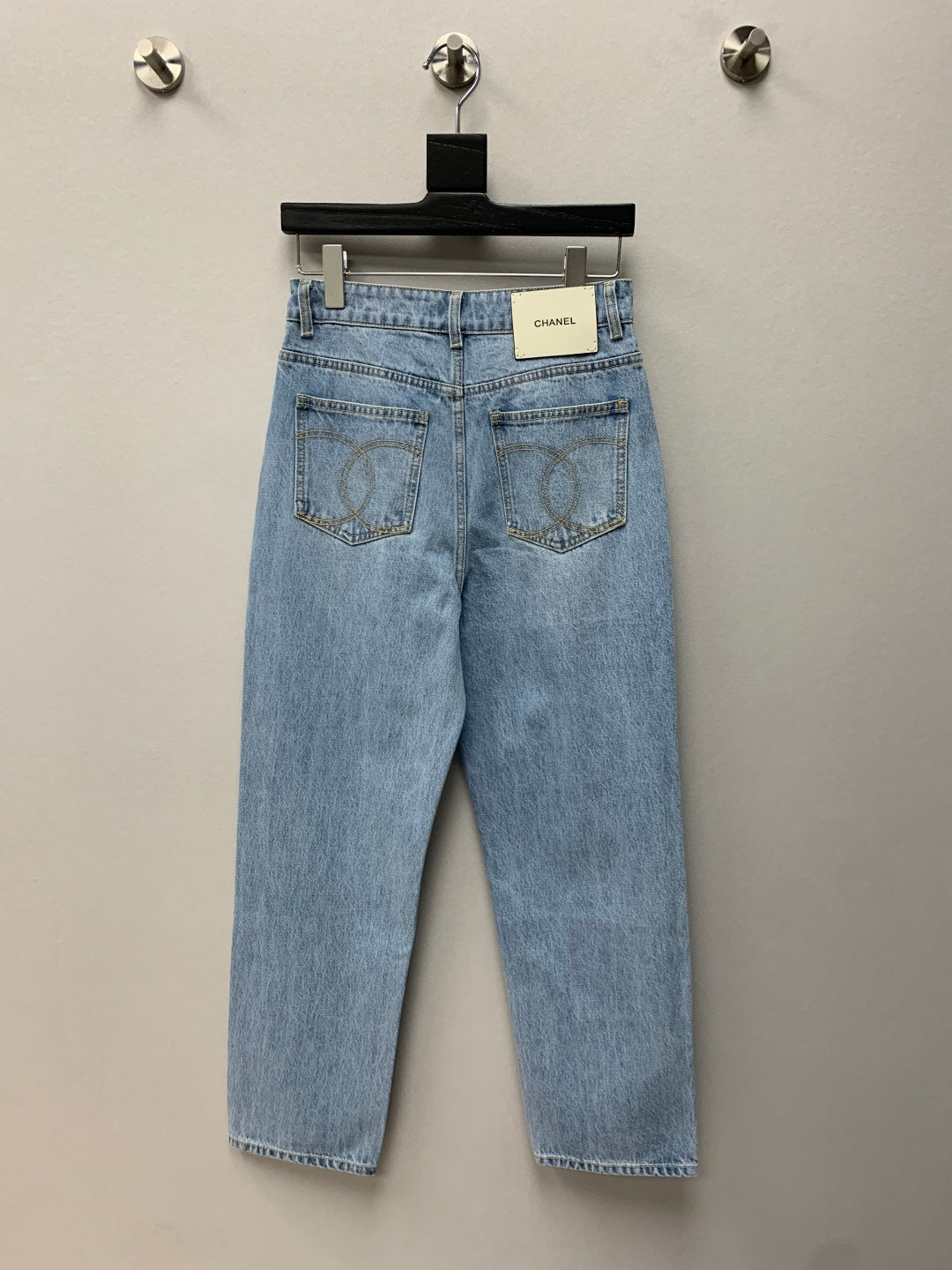 Chanel 26S Straight-Leg Jeans Light Blue Denim 440401