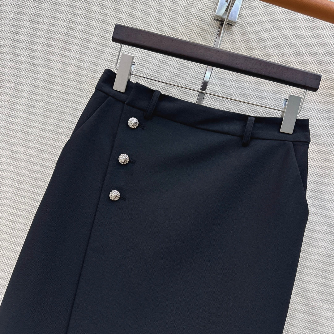 CC 26s Midi Skirt Black Wool Cotton Polyester 409107