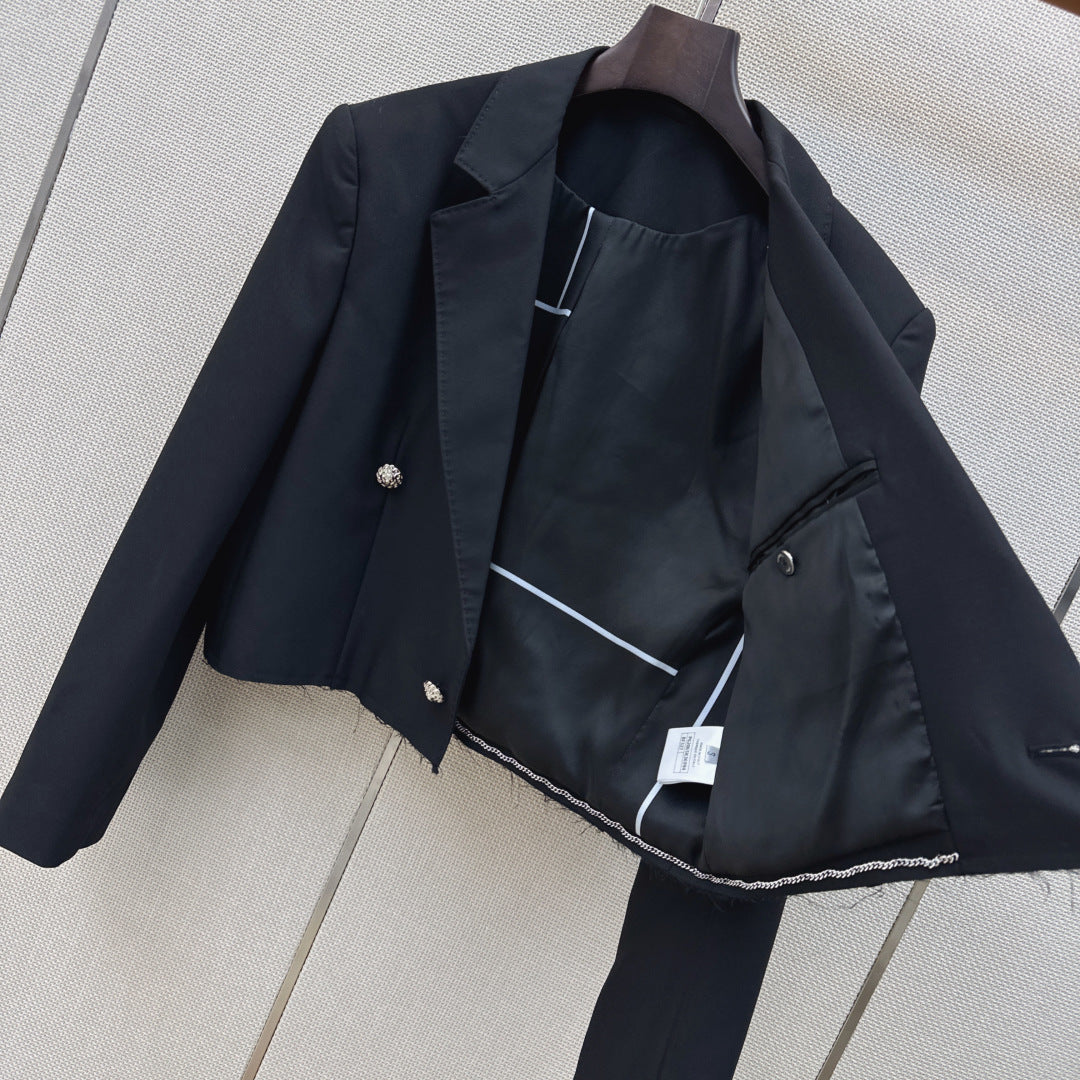 CC 26s Jacket Gabardine Black Wool Cotton Polyester 409110