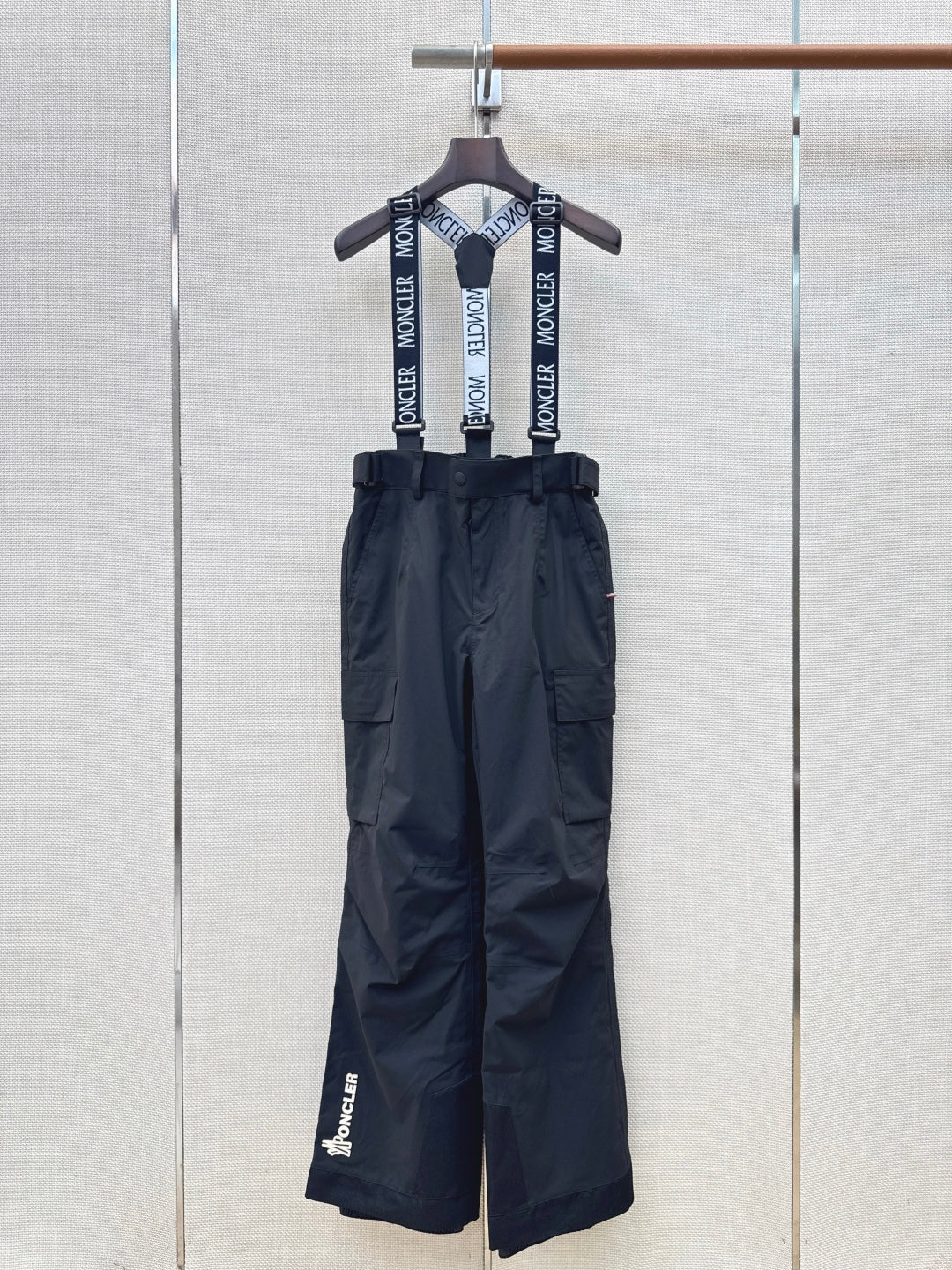 Moncler 26s Grenoble Ski Pants Suspender Black Goose Down 429125