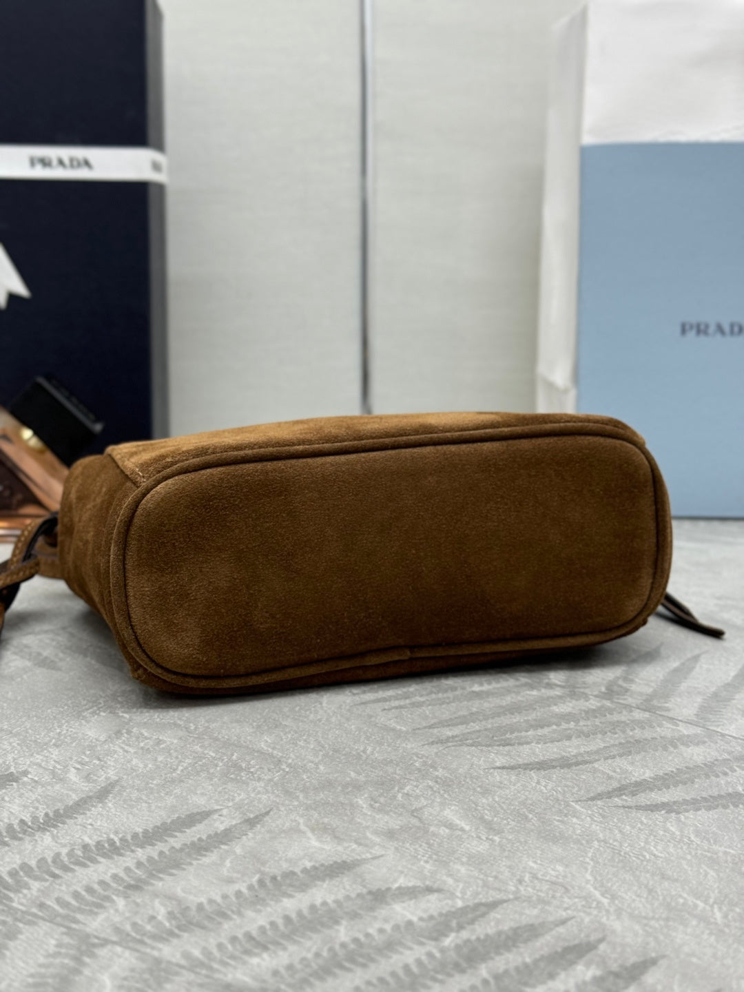Prada 26s Mini Carry Brown Suede 144433
