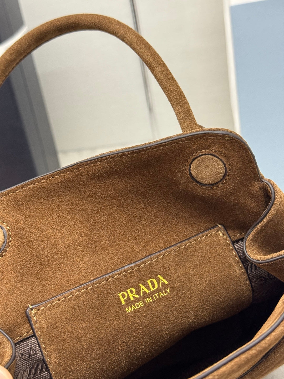 Prada 26s Mini Carry Brown Suede 144433