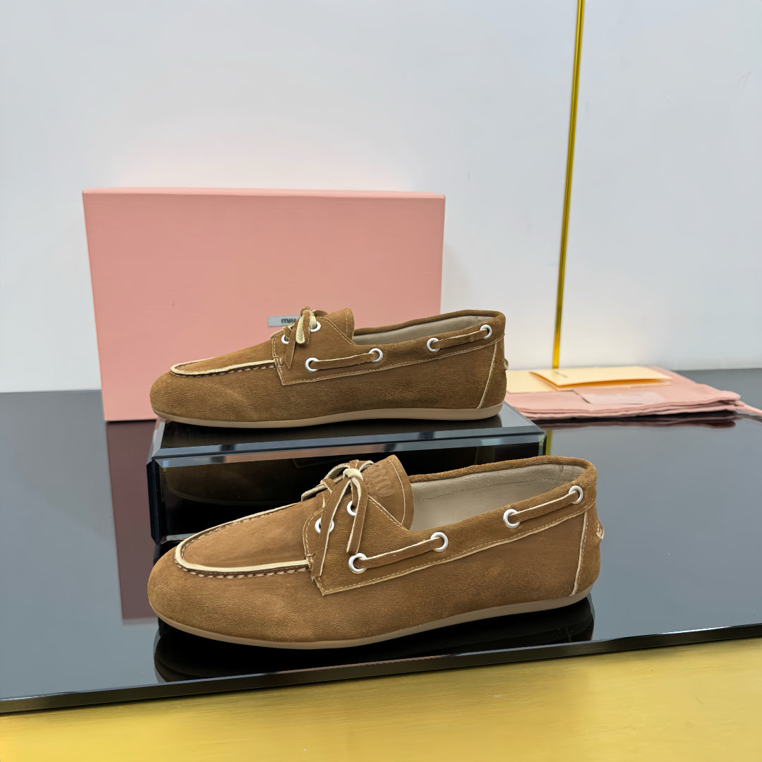 Faded Unlined Brown Suede Loafers