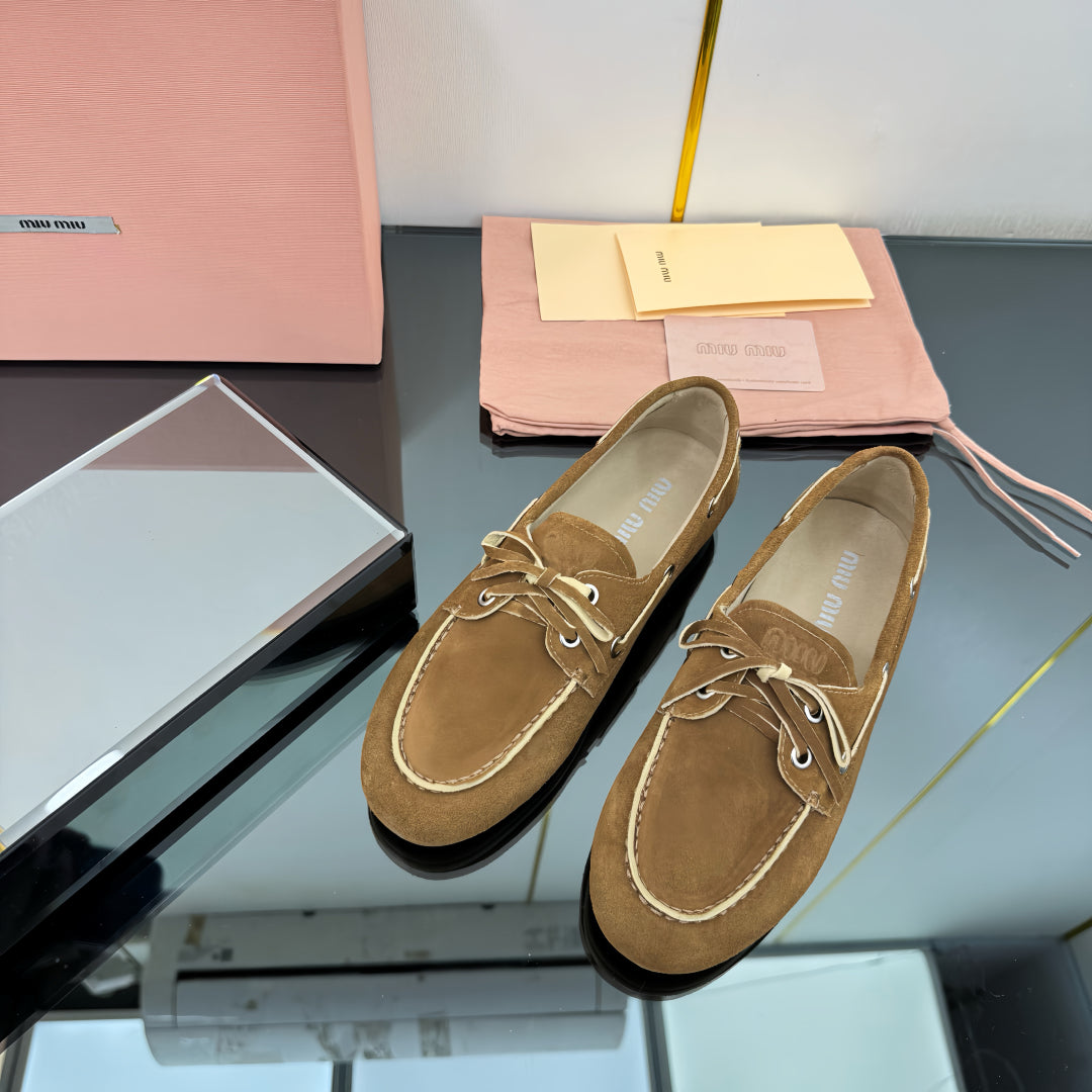 Faded Unlined Brown Suede Loafers