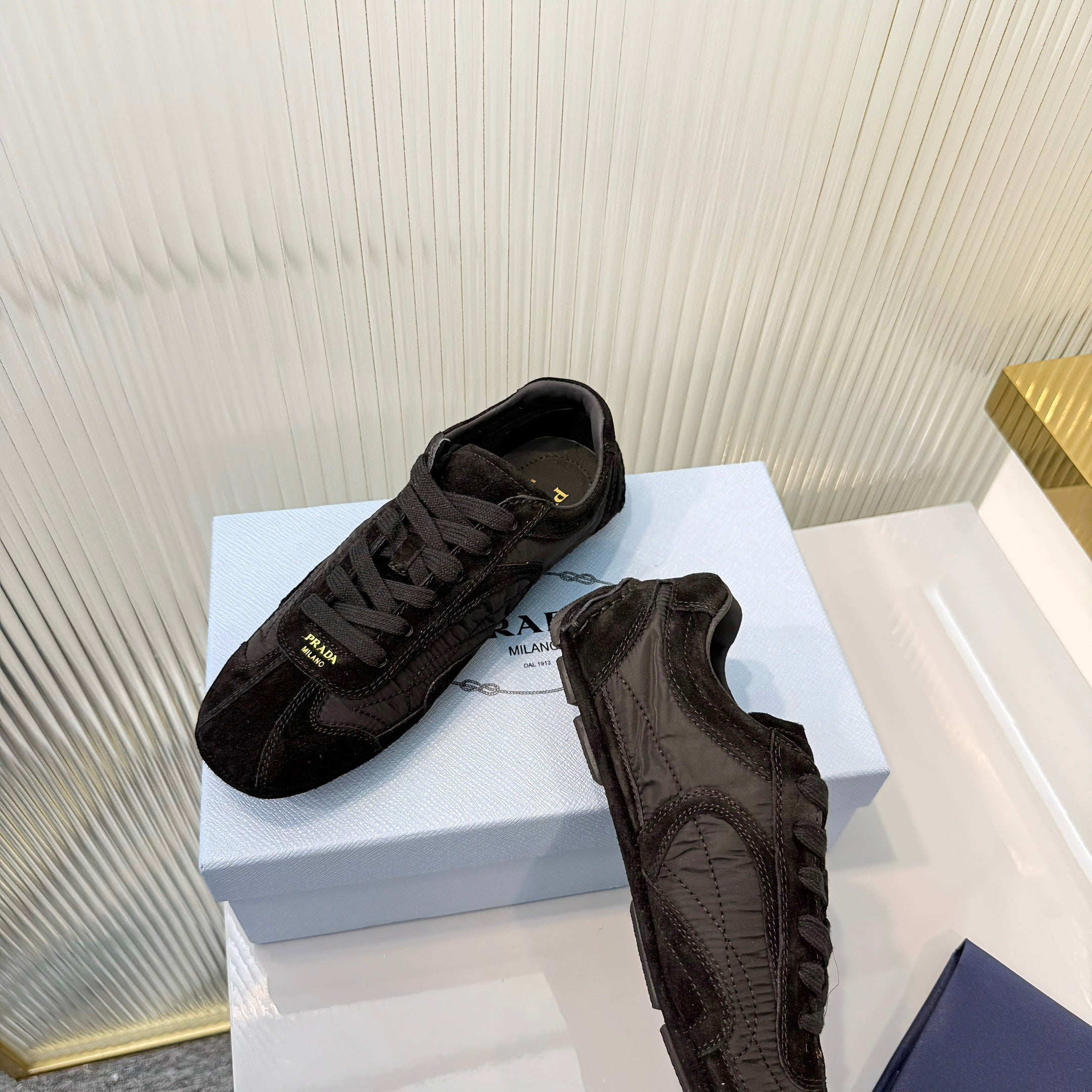 Prada Montecarlo Sneakers Black Re Nylon Suede 715029